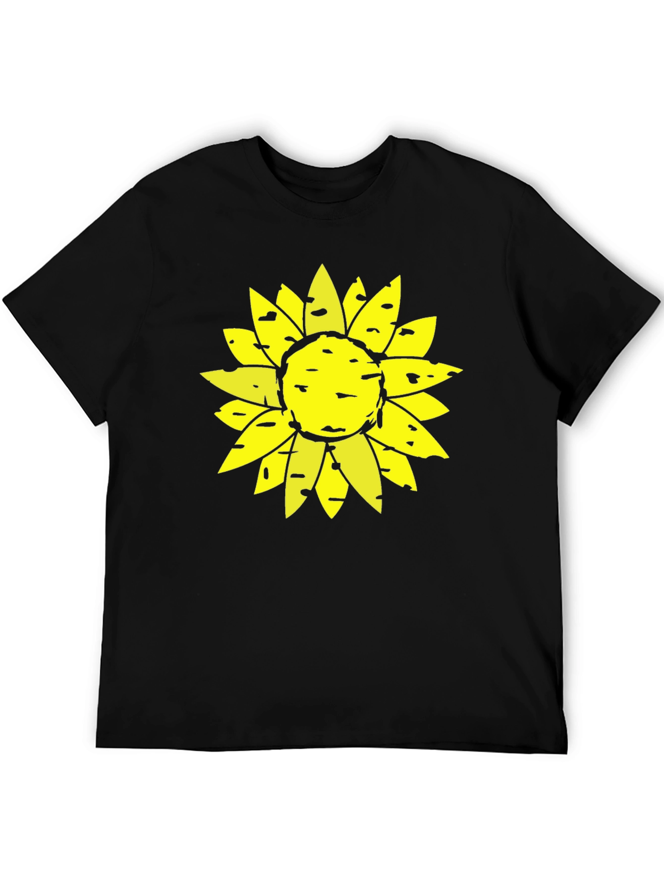 Sunflower Graphic Print Black T-Shirt