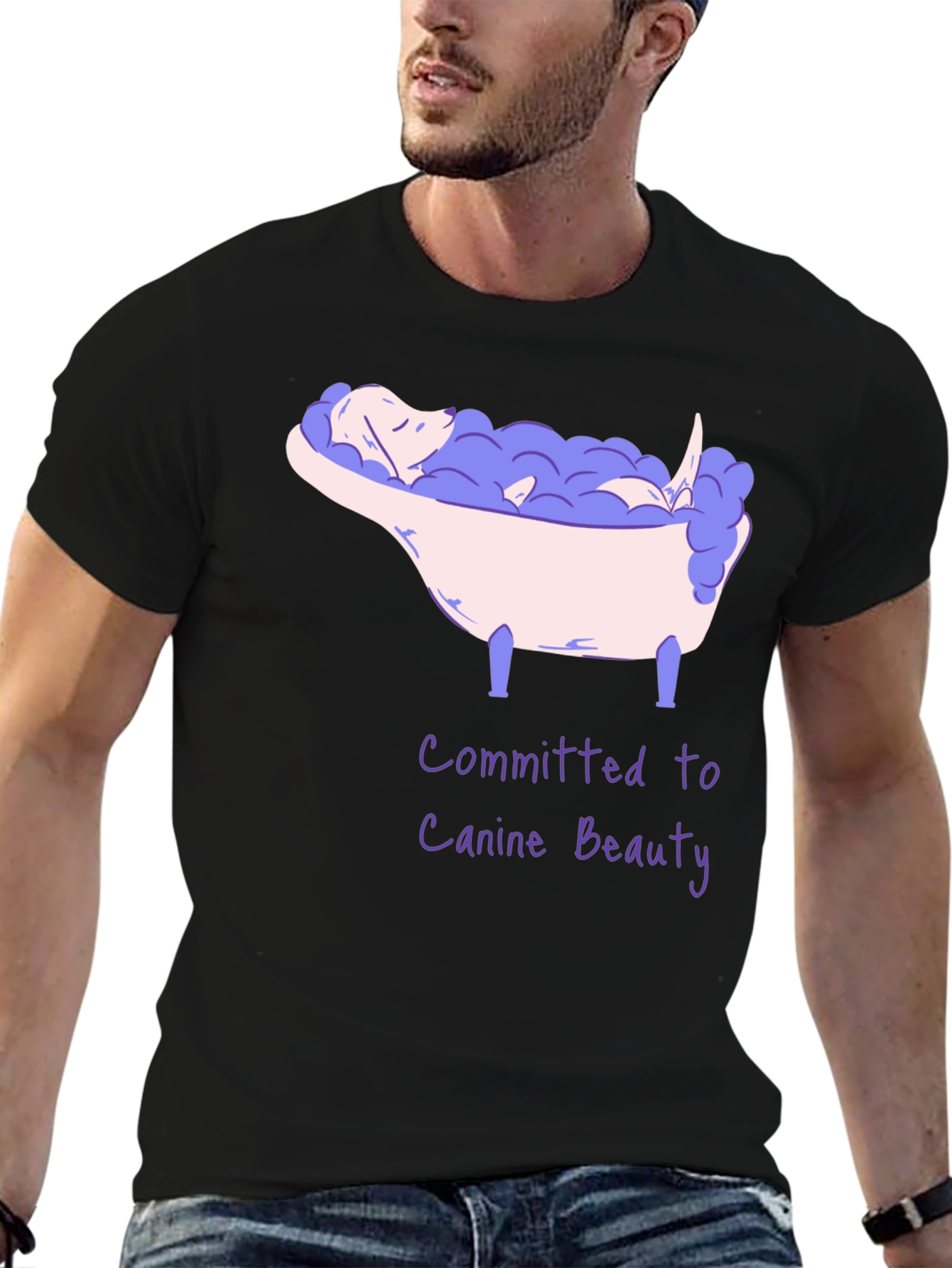 Canine Beauty T-Shirt - Dog in Bathtub Graphic Tee