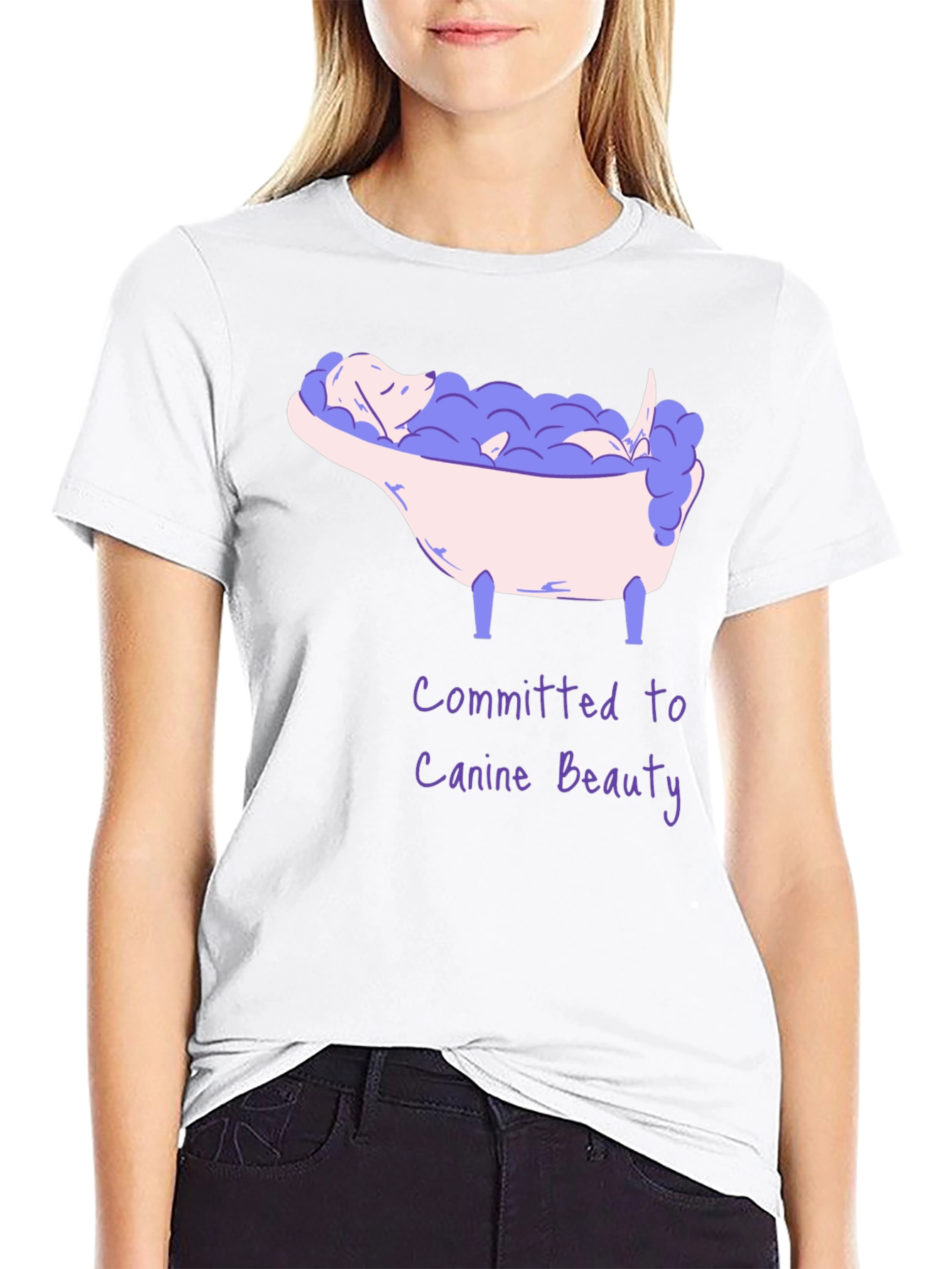 Canine Beauty T-Shirt - Dog in Bathtub Graphic Tee