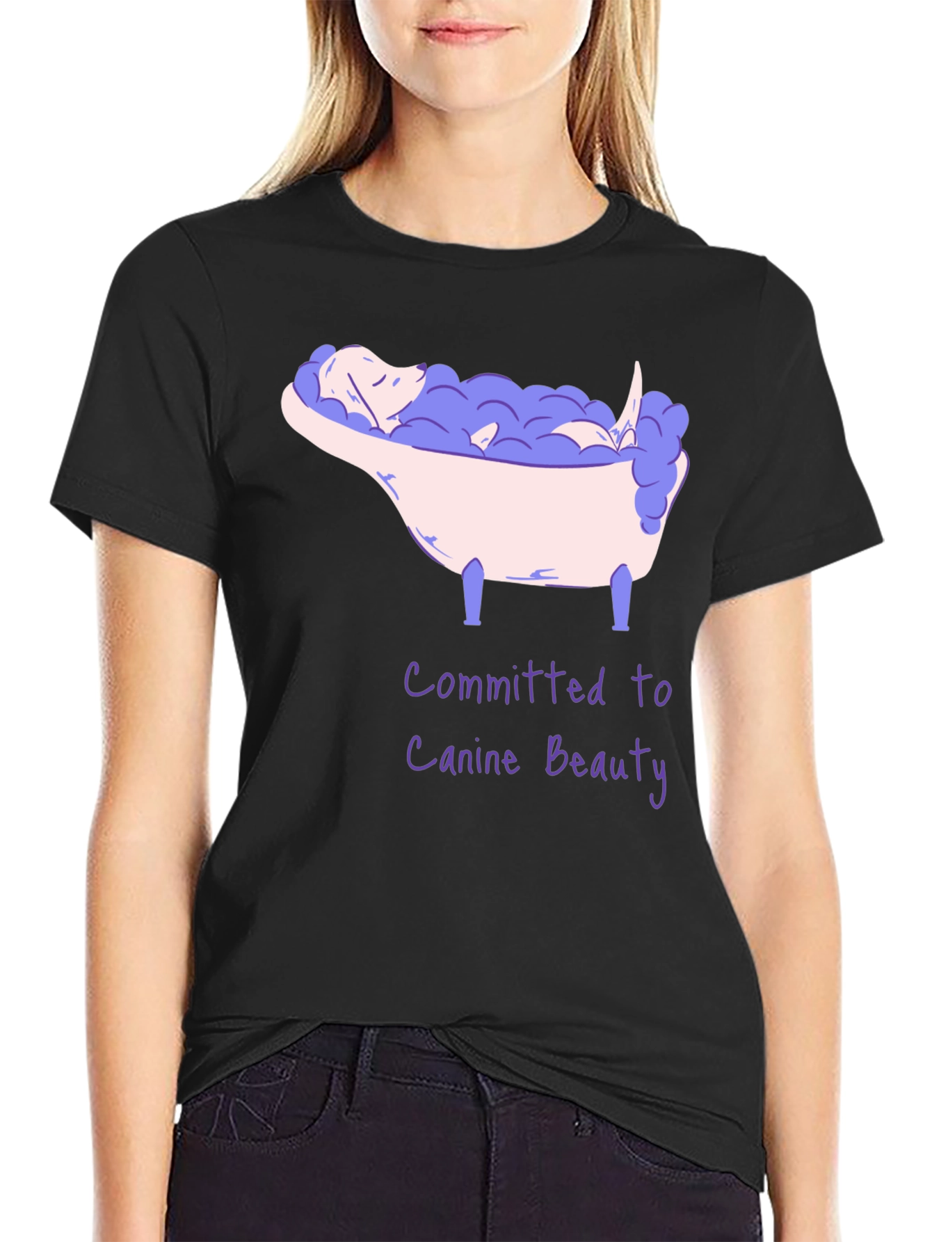 Canine Beauty T-Shirt - Dog in Bathtub Graphic Tee