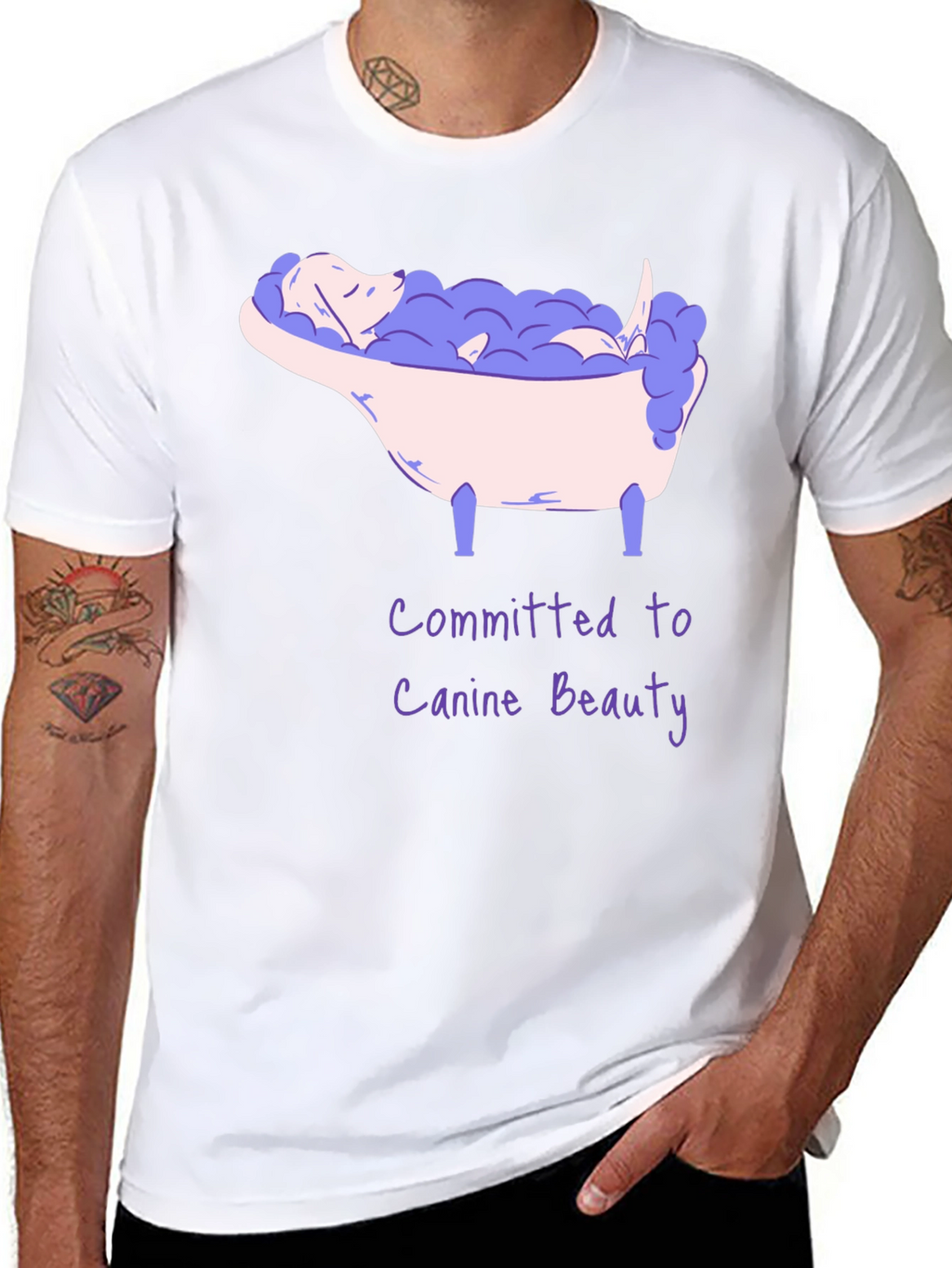 Canine Beauty T-Shirt - Dog in Bathtub Graphic Tee