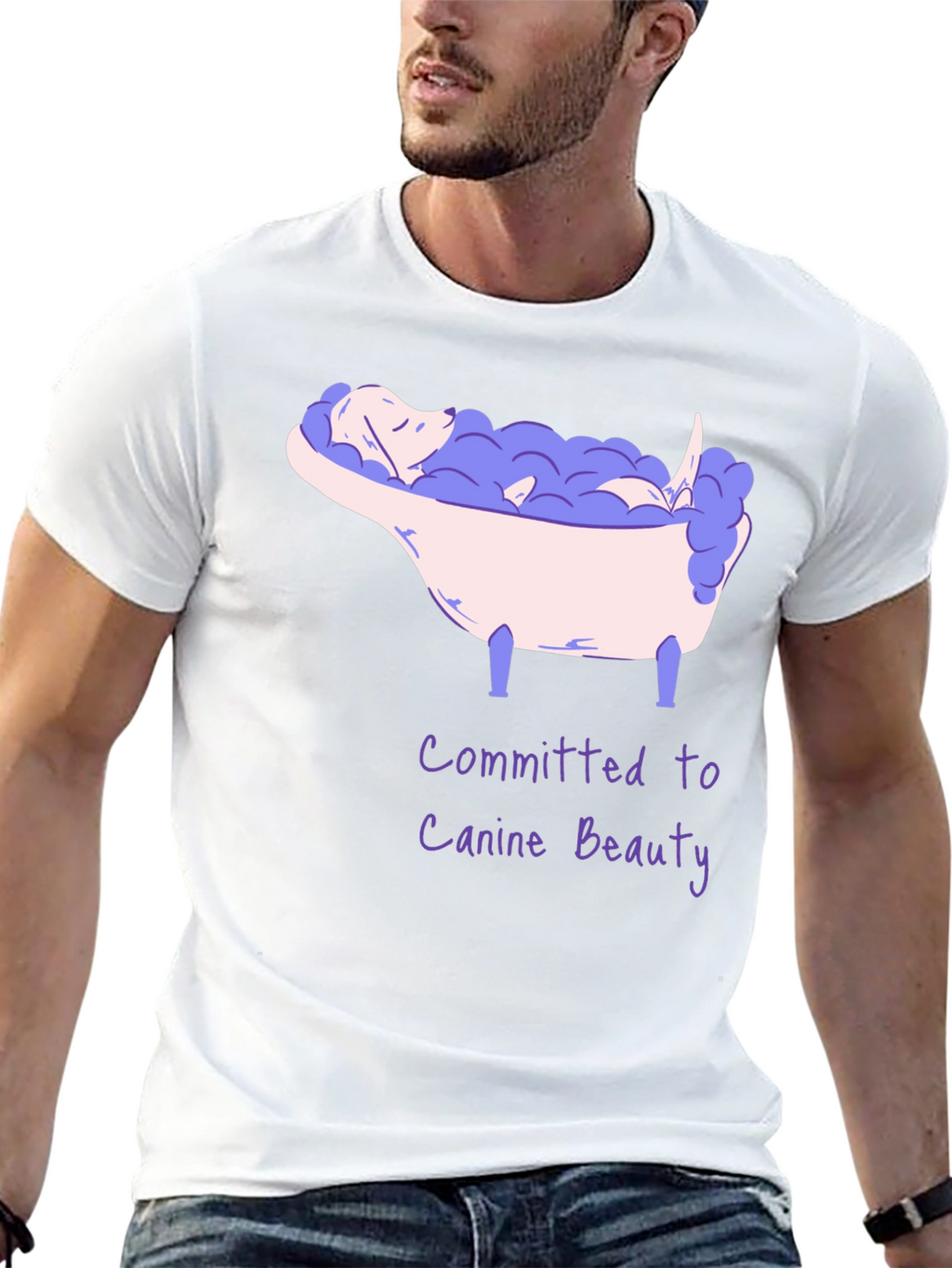 Canine Beauty T-Shirt - Dog in Bathtub Graphic Tee