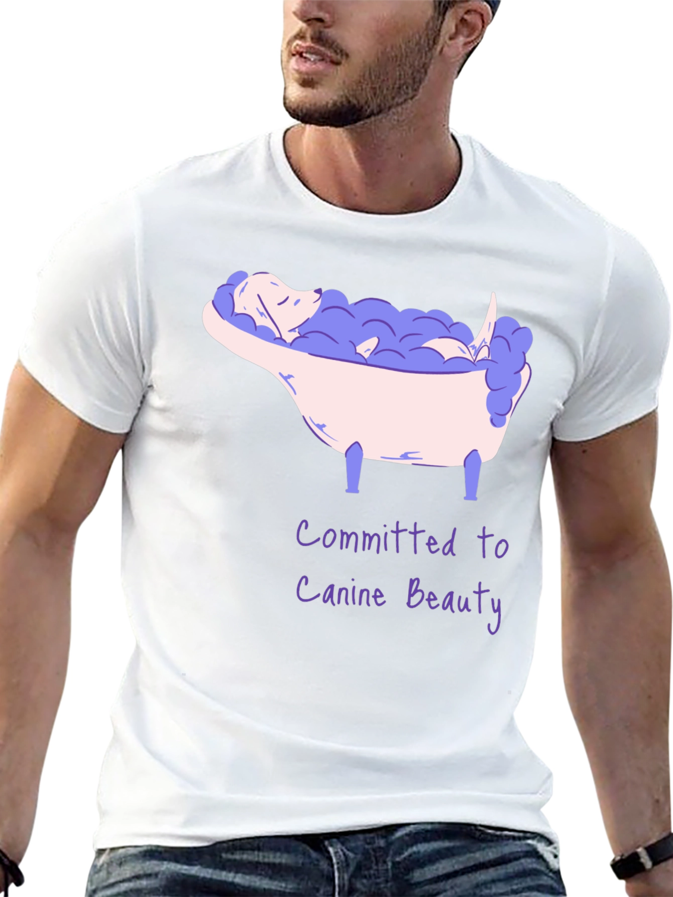 Canine Beauty T-Shirt - Dog in Bathtub Graphic Tee