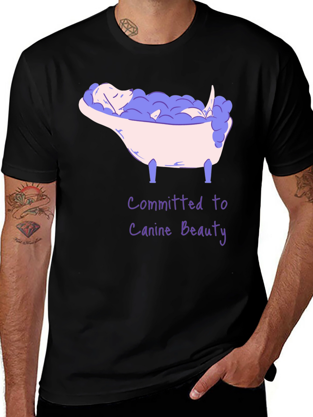 Canine Beauty T-Shirt - Dog in Bathtub Graphic Tee