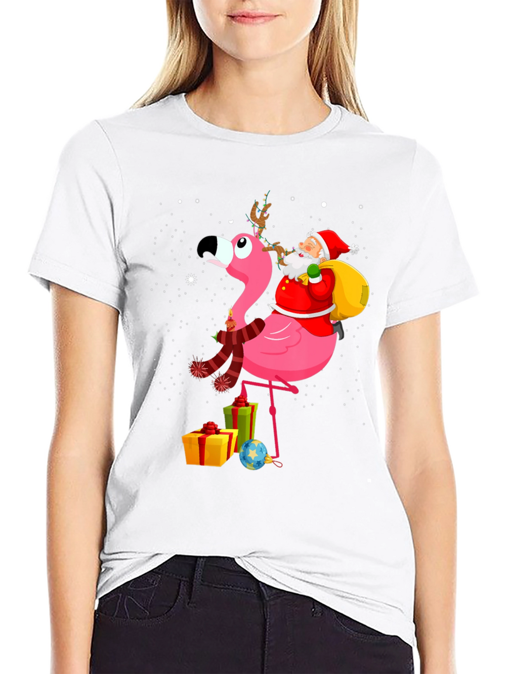Festive Flamingo Santa Tee
