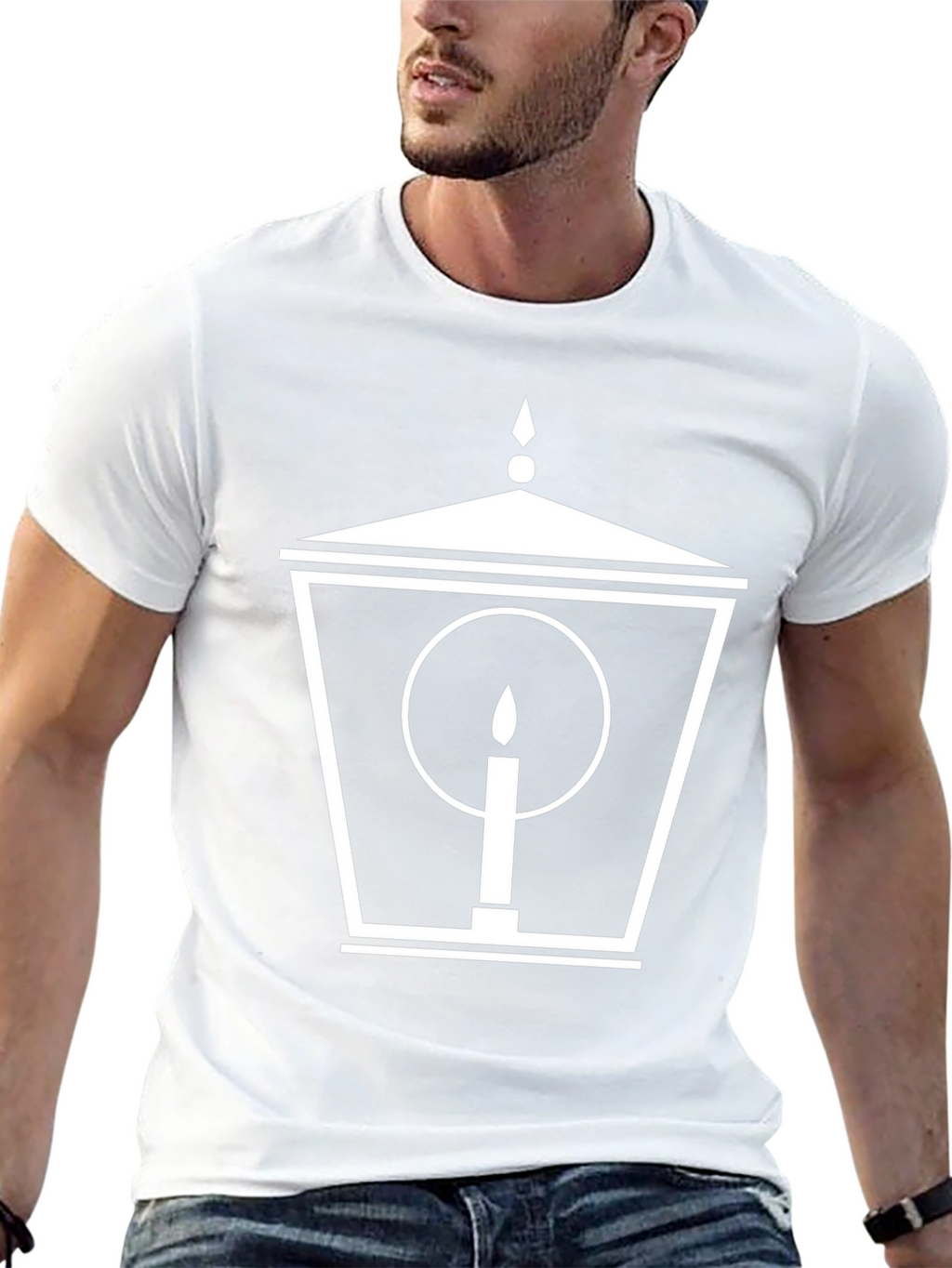 Lantern & Candle Graphic Tee - Stylish Black T-Shirt