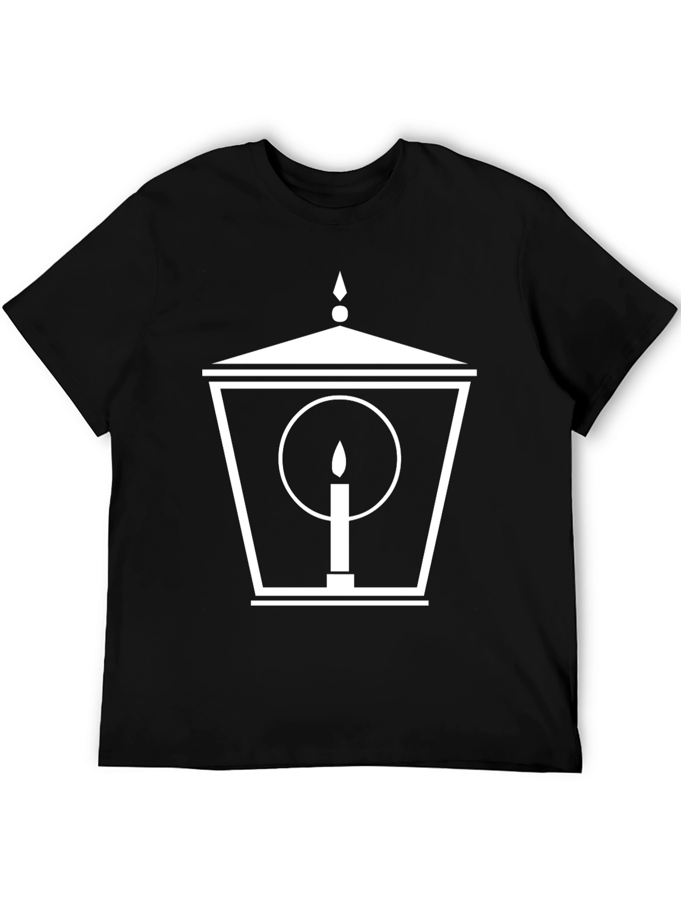 Lantern & Candle Graphic Tee - Stylish Black T-Shirt