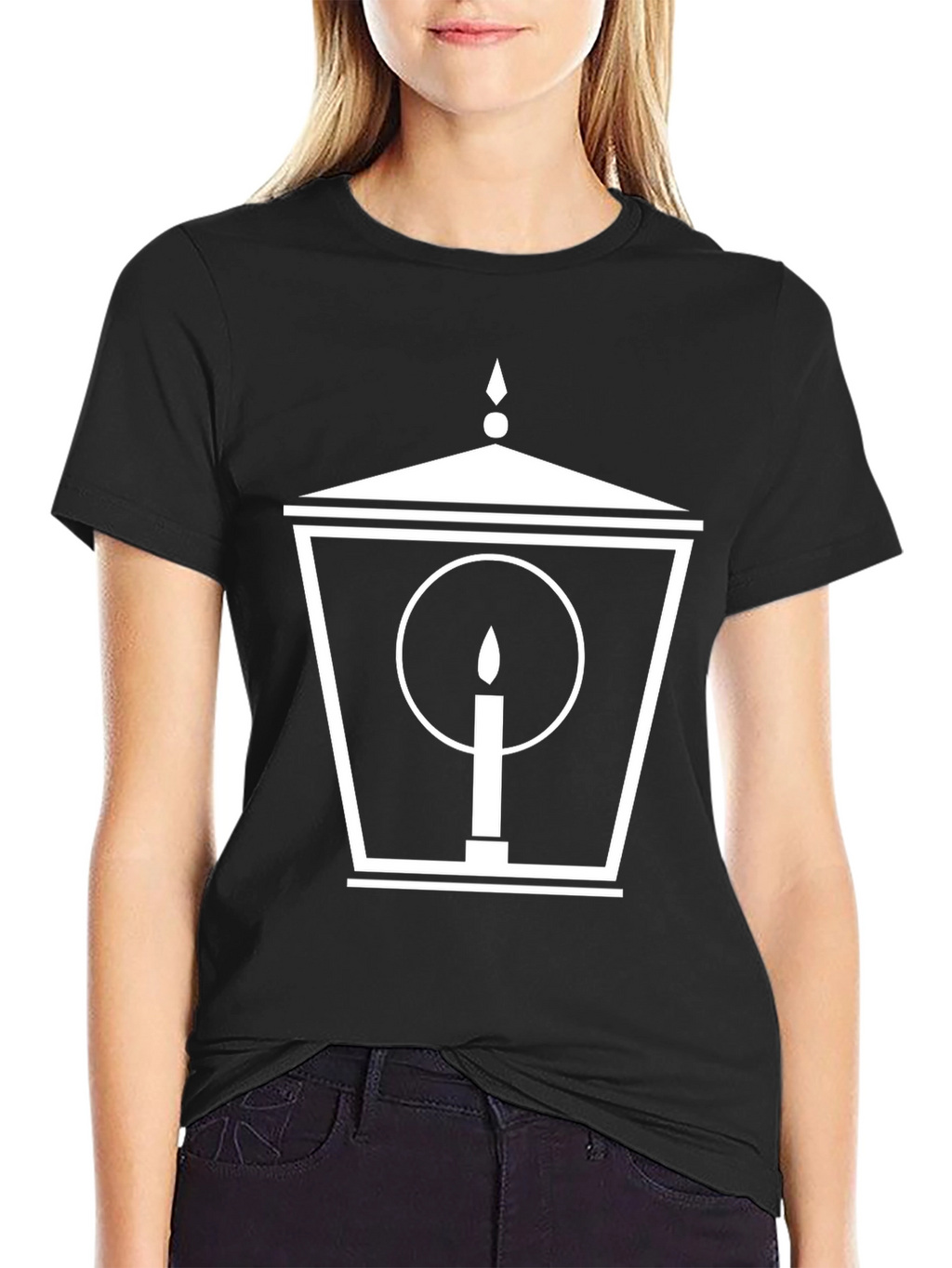 Lantern & Candle Graphic Tee - Stylish Black T-Shirt