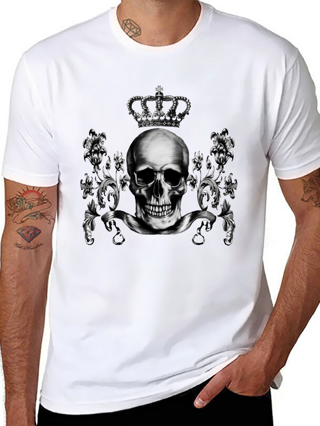 Skull & Crown Graphic Tee - Mens Black T-Shirt