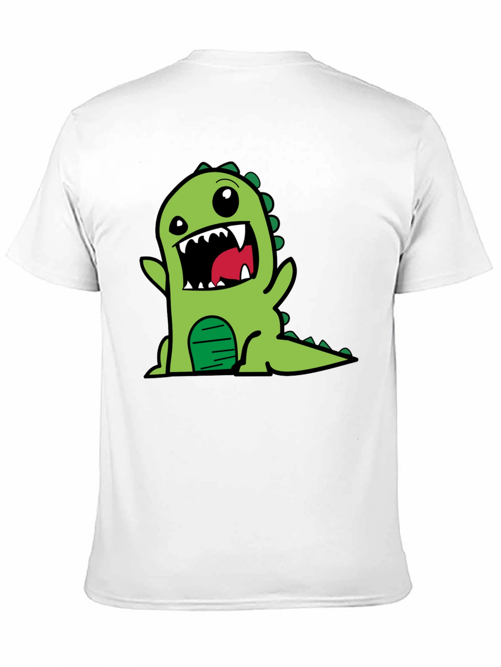 Cartoon Dinosaur Graphic Tee - Black Cotton T-Shirt