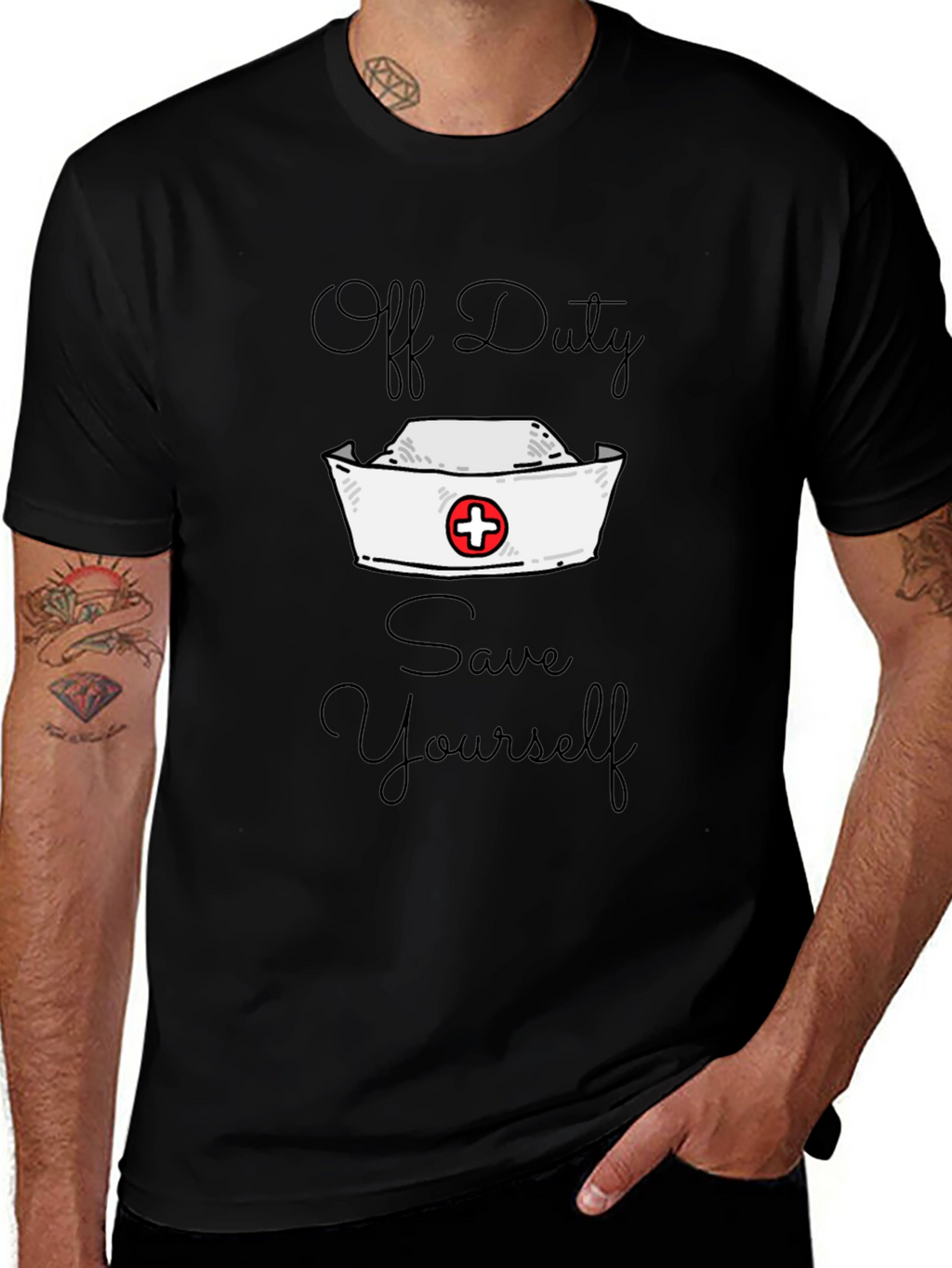 Off Duty Nurse Save Yourself Graphic Tee