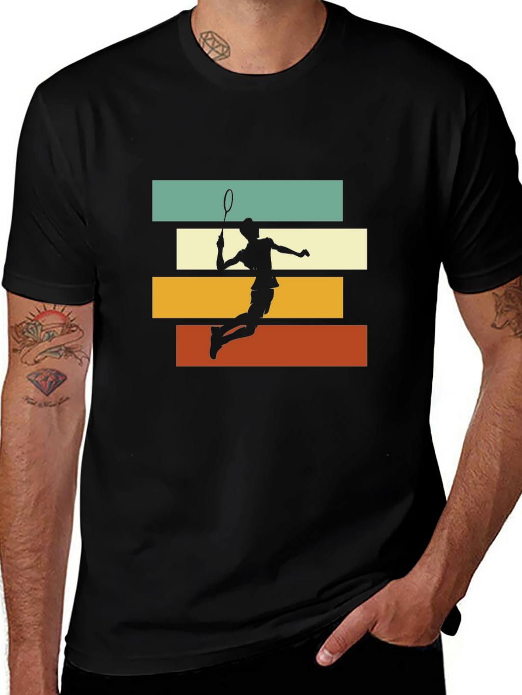 Retro Badminton Player Graphic Tee