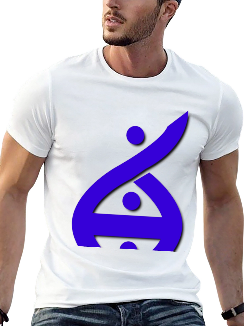 Modern Graphic Tee - Blue Abstract Design on Black