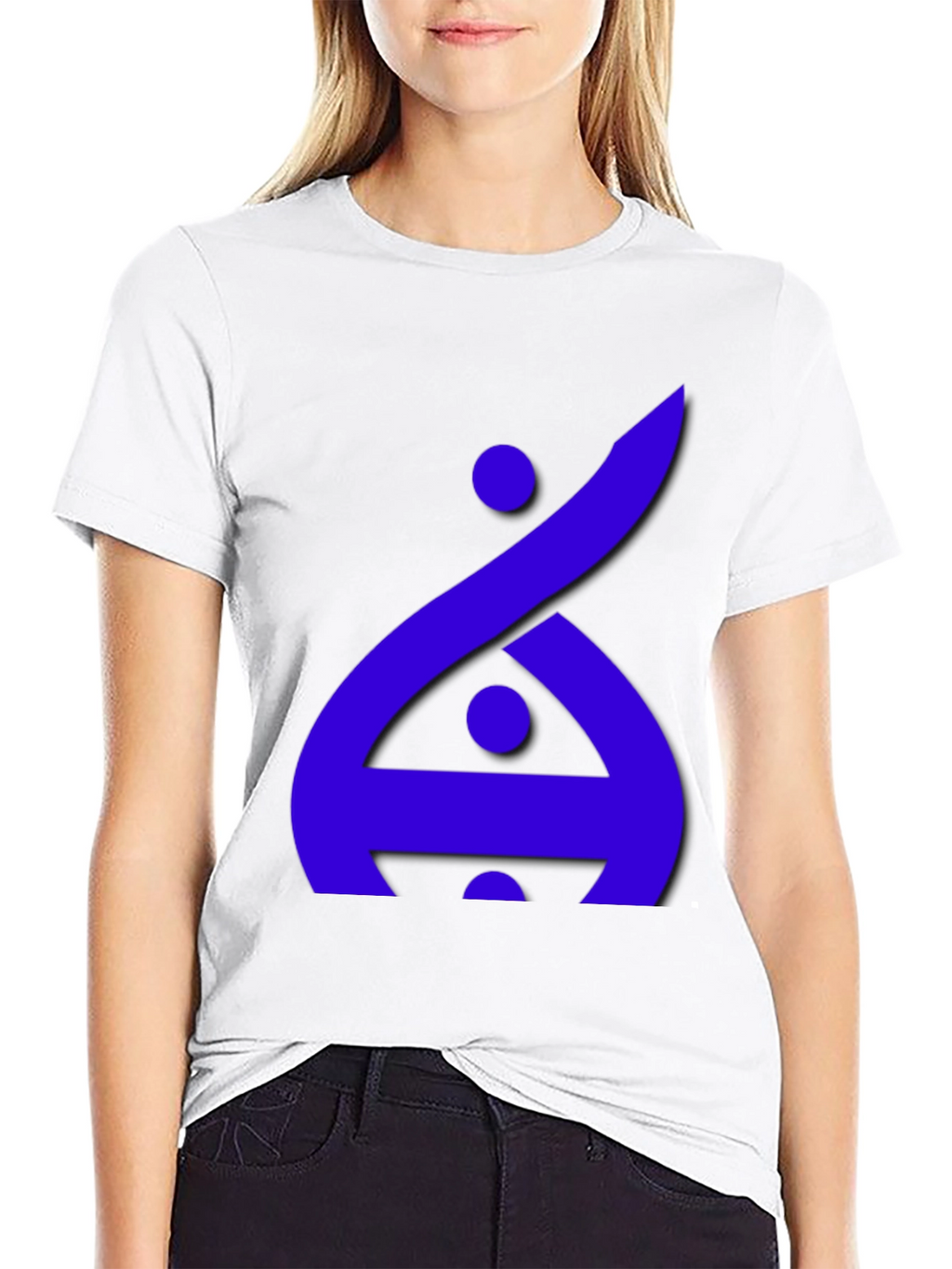 Modern Graphic Tee - Blue Abstract Design on Black
