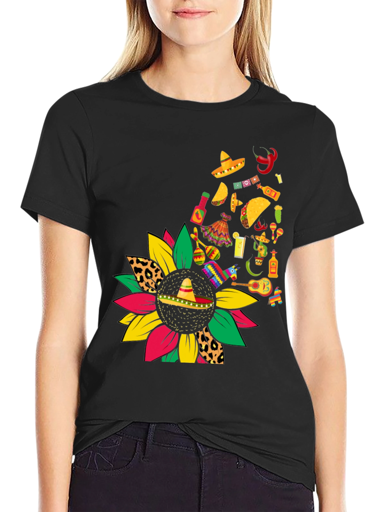 Fiesta Sunflower Graphic Tee - Cinco de Mayo Style