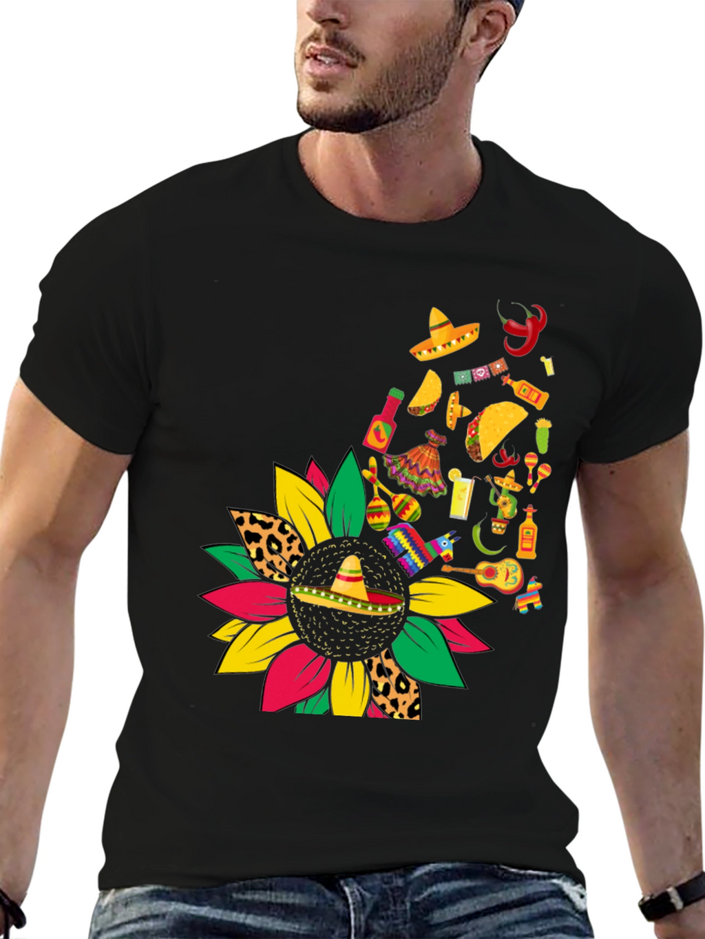 Fiesta Sunflower Graphic Tee - Cinco de Mayo Style