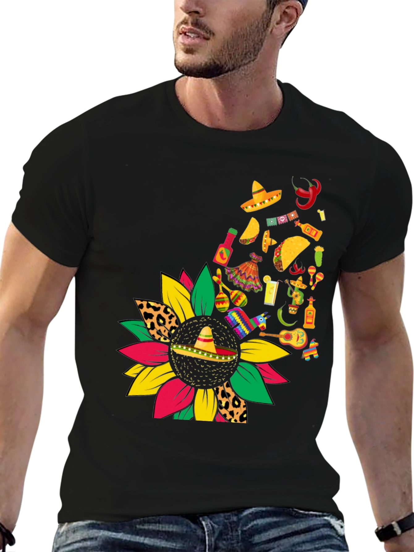 Fiesta Sunflower Graphic Tee - Cinco de Mayo Style