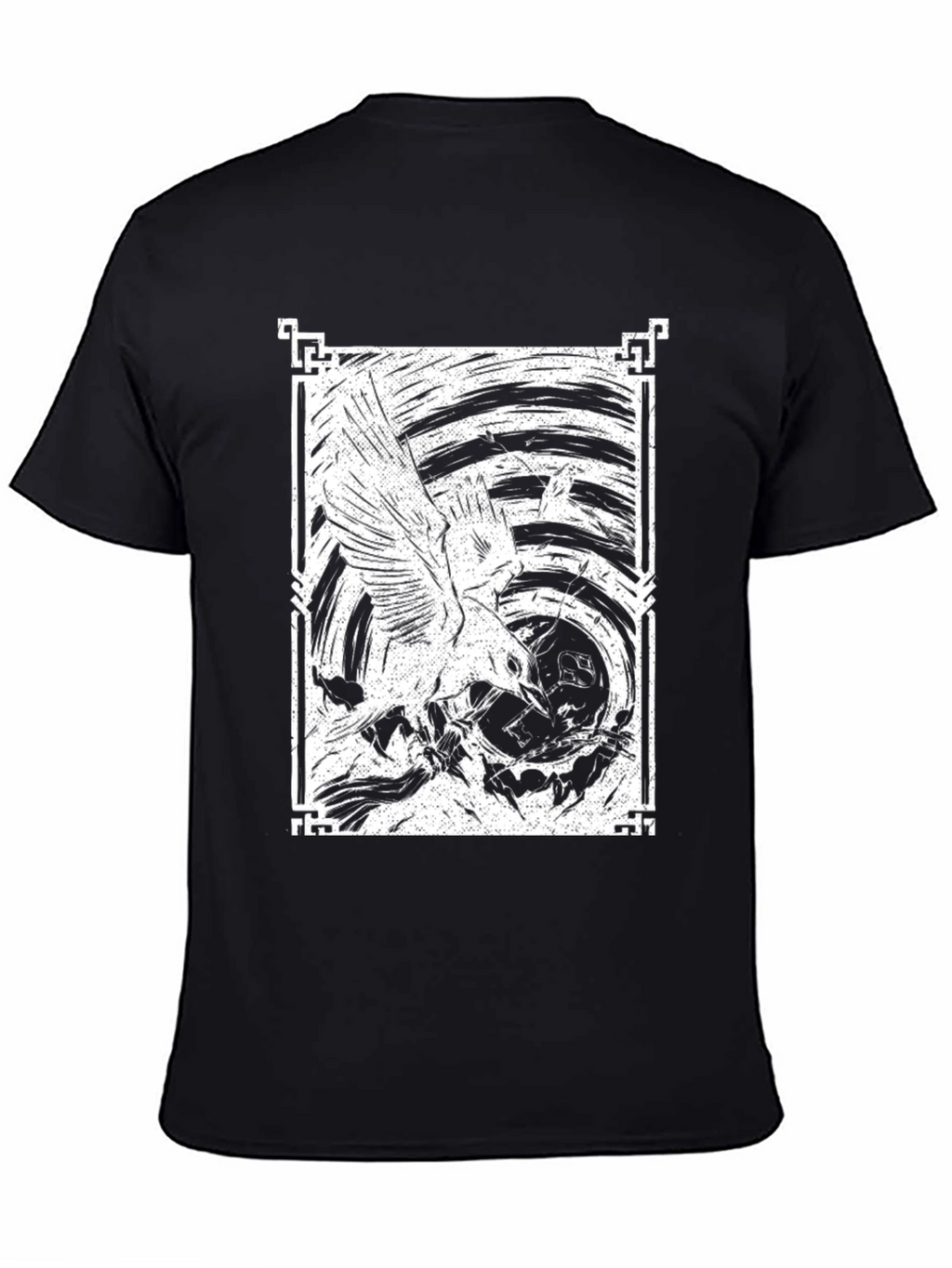 Raven Art Graphic Tee - Black