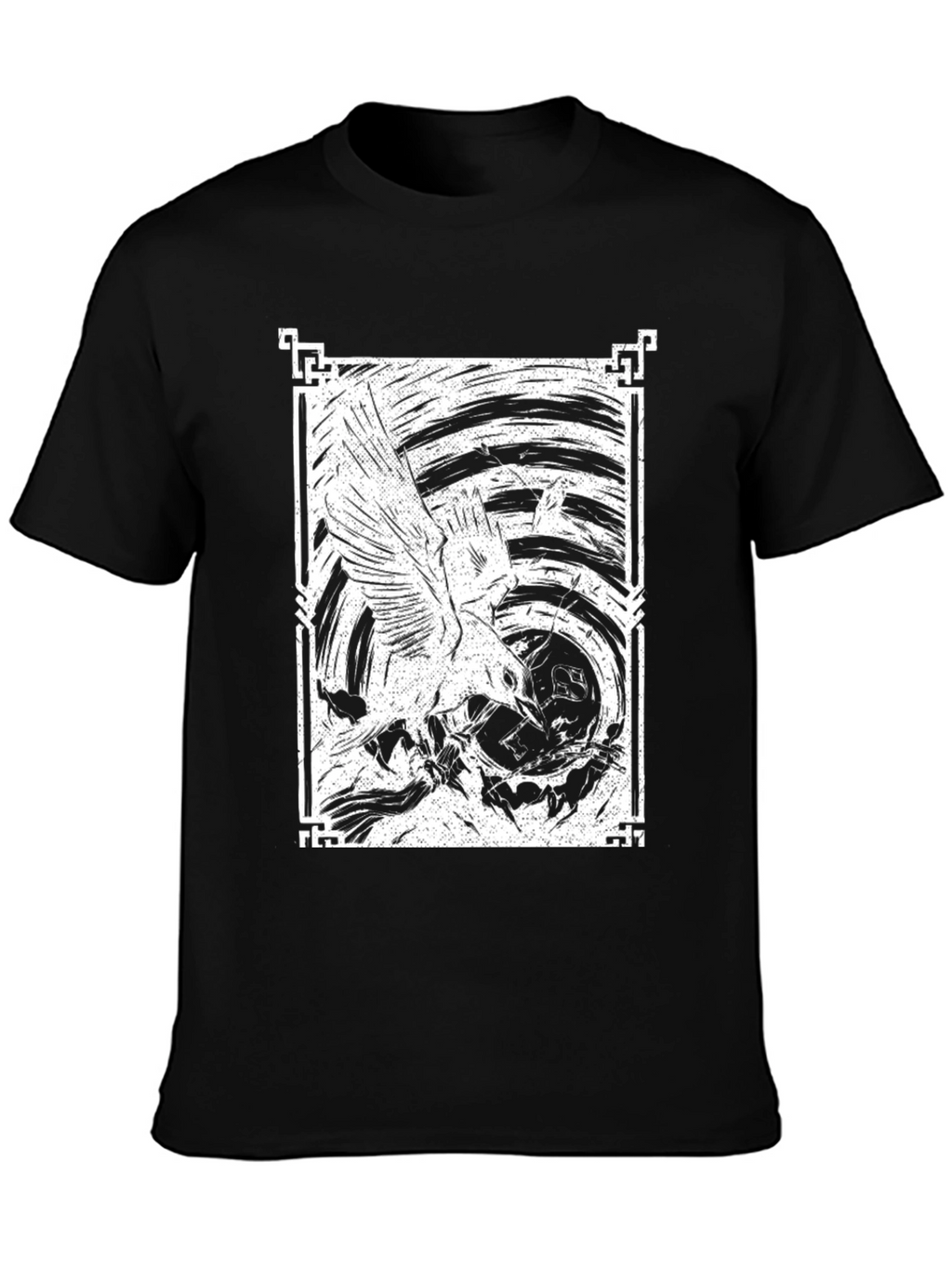 Raven Art Graphic Tee - Black