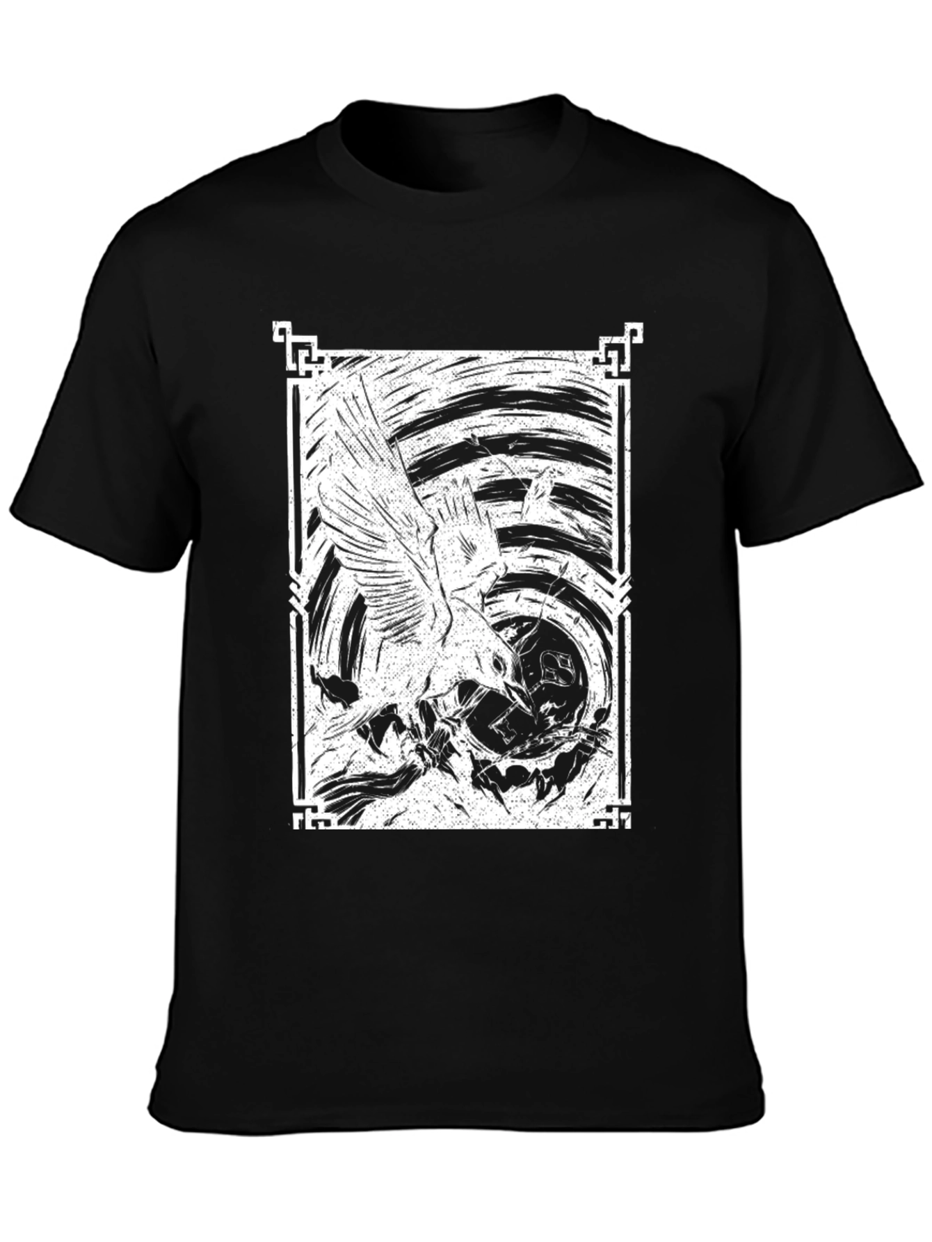 Raven Art Graphic Tee - Black