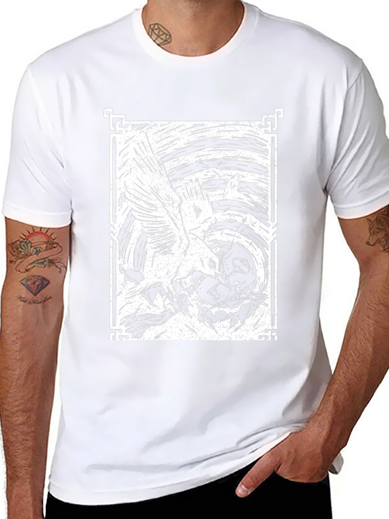 Raven Art Graphic Tee - Black