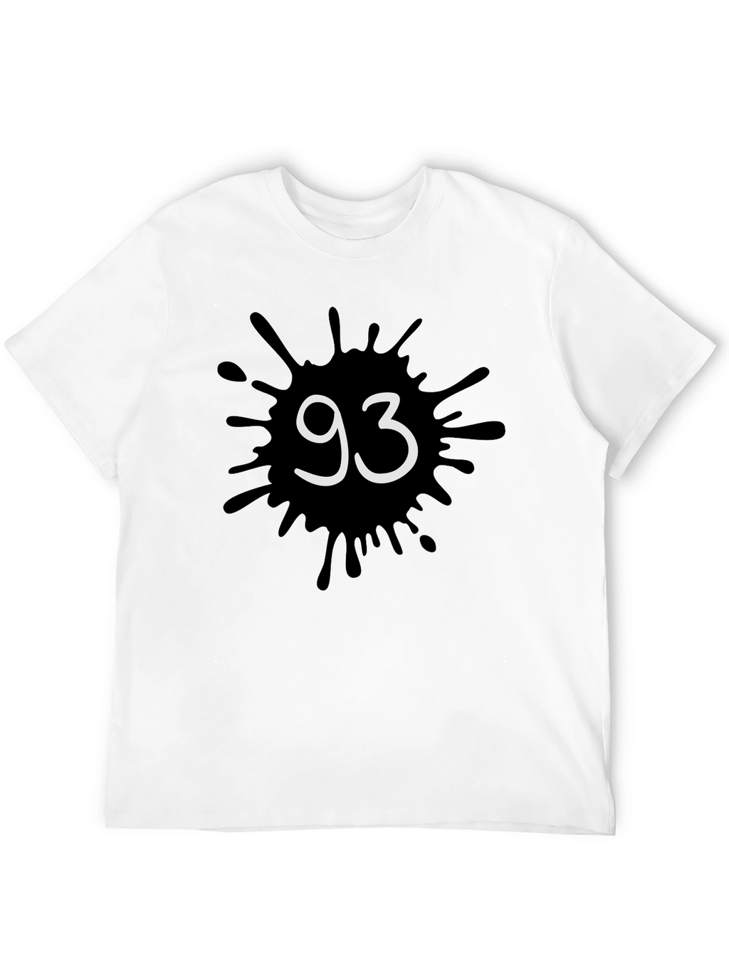 Mens Black T-Shirt with 93 Ink Splatter Design