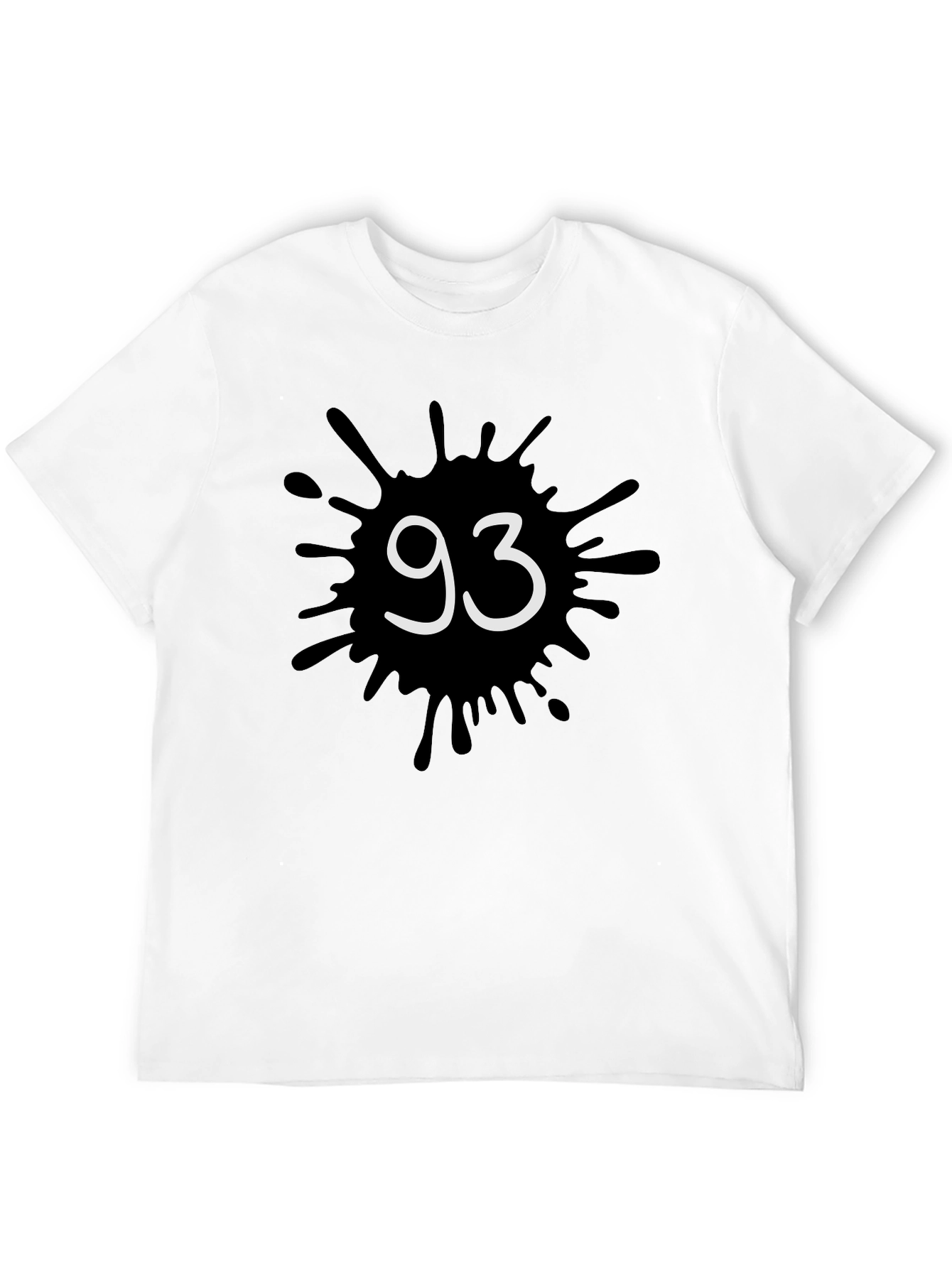 Mens Black T-Shirt with 93 Ink Splatter Design