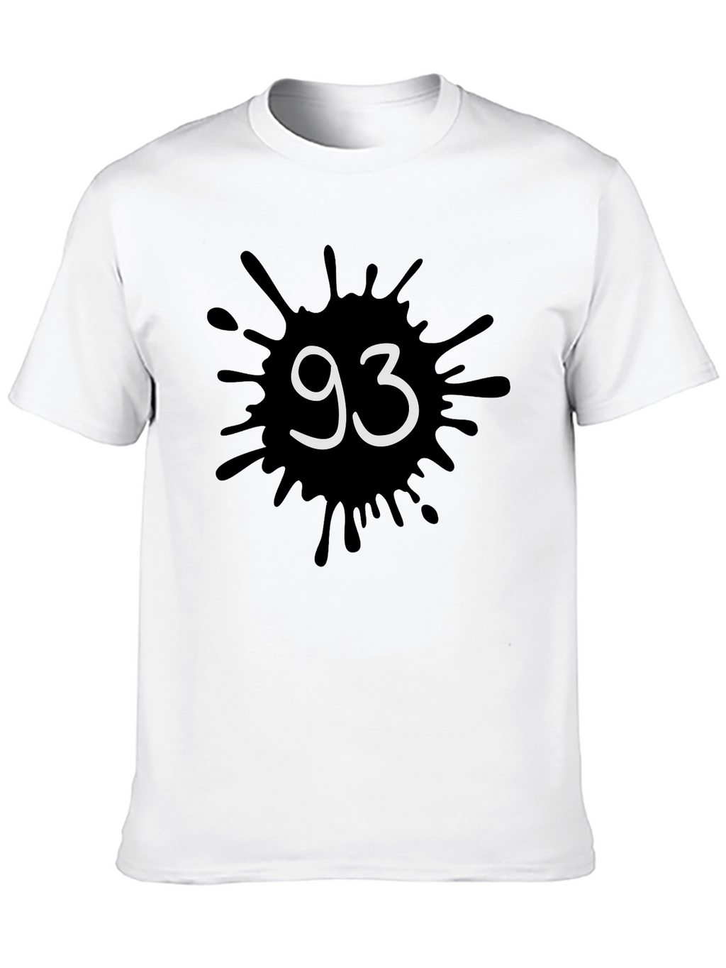 Mens Black T-Shirt with 93 Ink Splatter Design