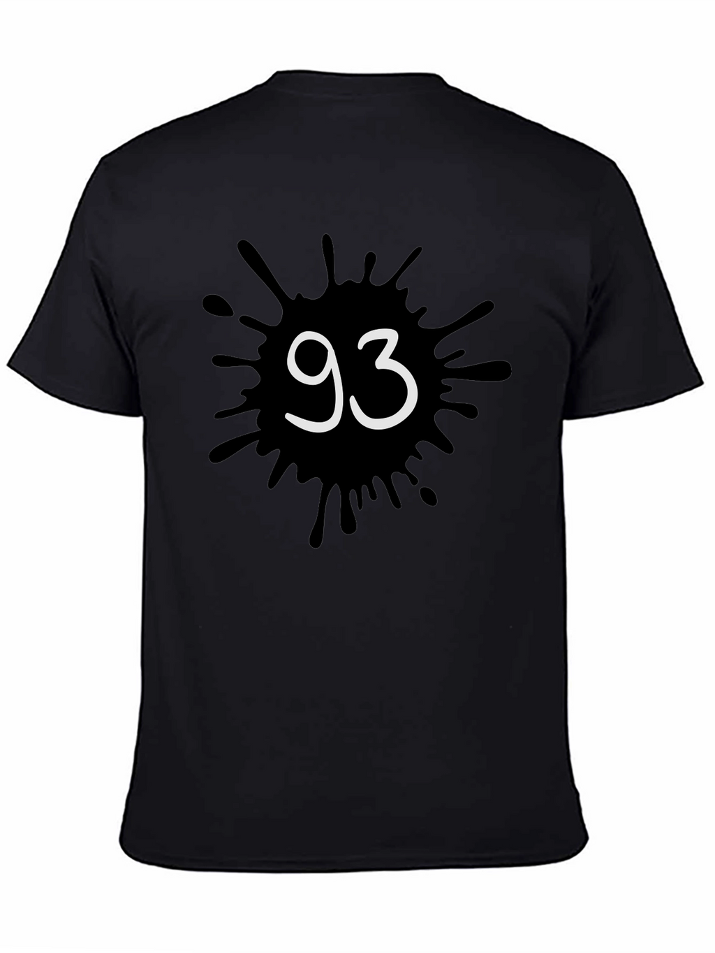 Mens Black T-Shirt with 93 Ink Splatter Design