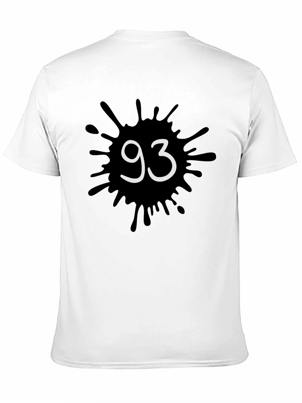 Mens Black T-Shirt with 93 Ink Splatter Design