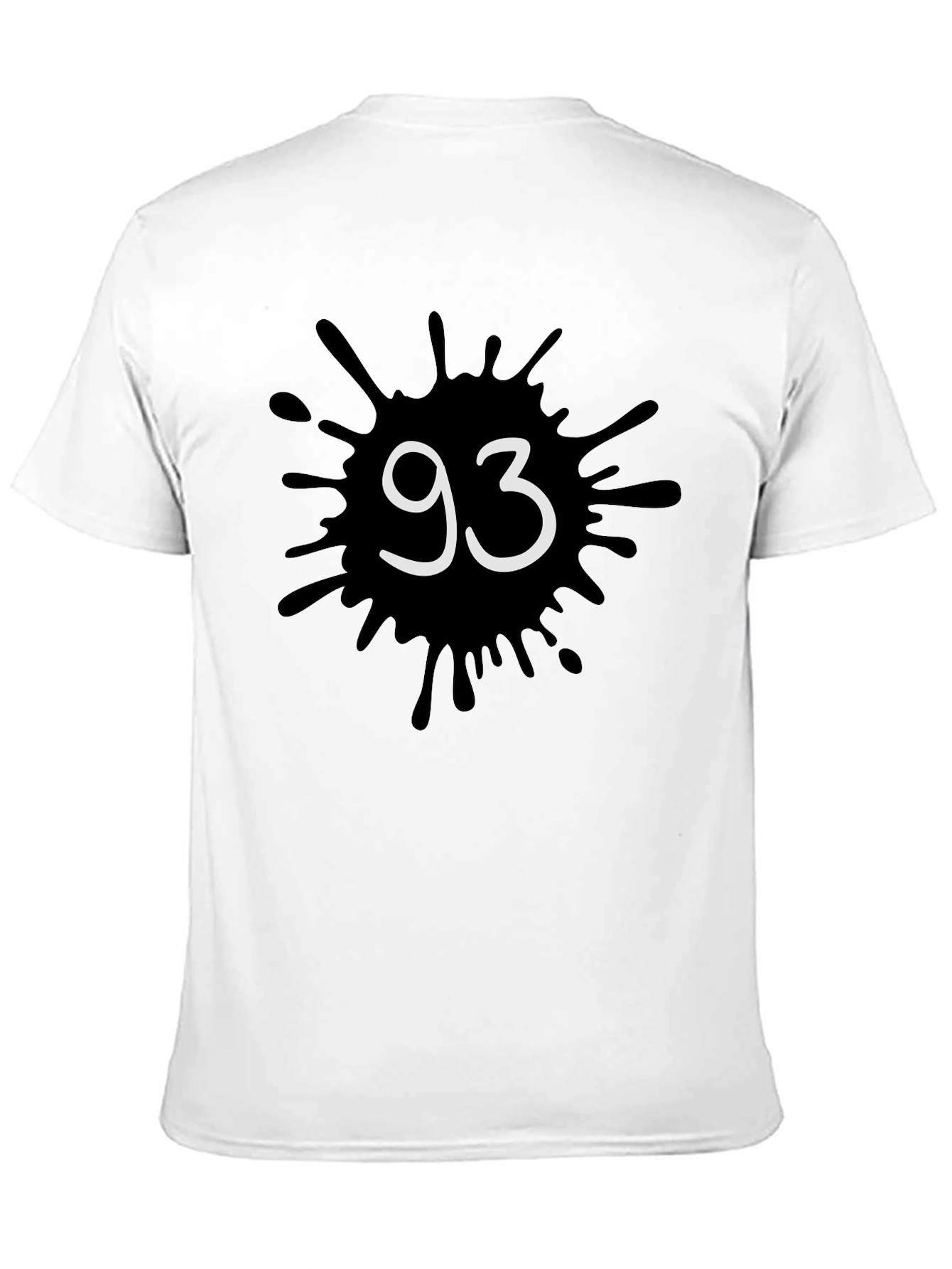 Mens Black T-Shirt with 93 Ink Splatter Design