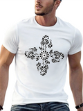 Black Tee with White Snowflake Mandala
