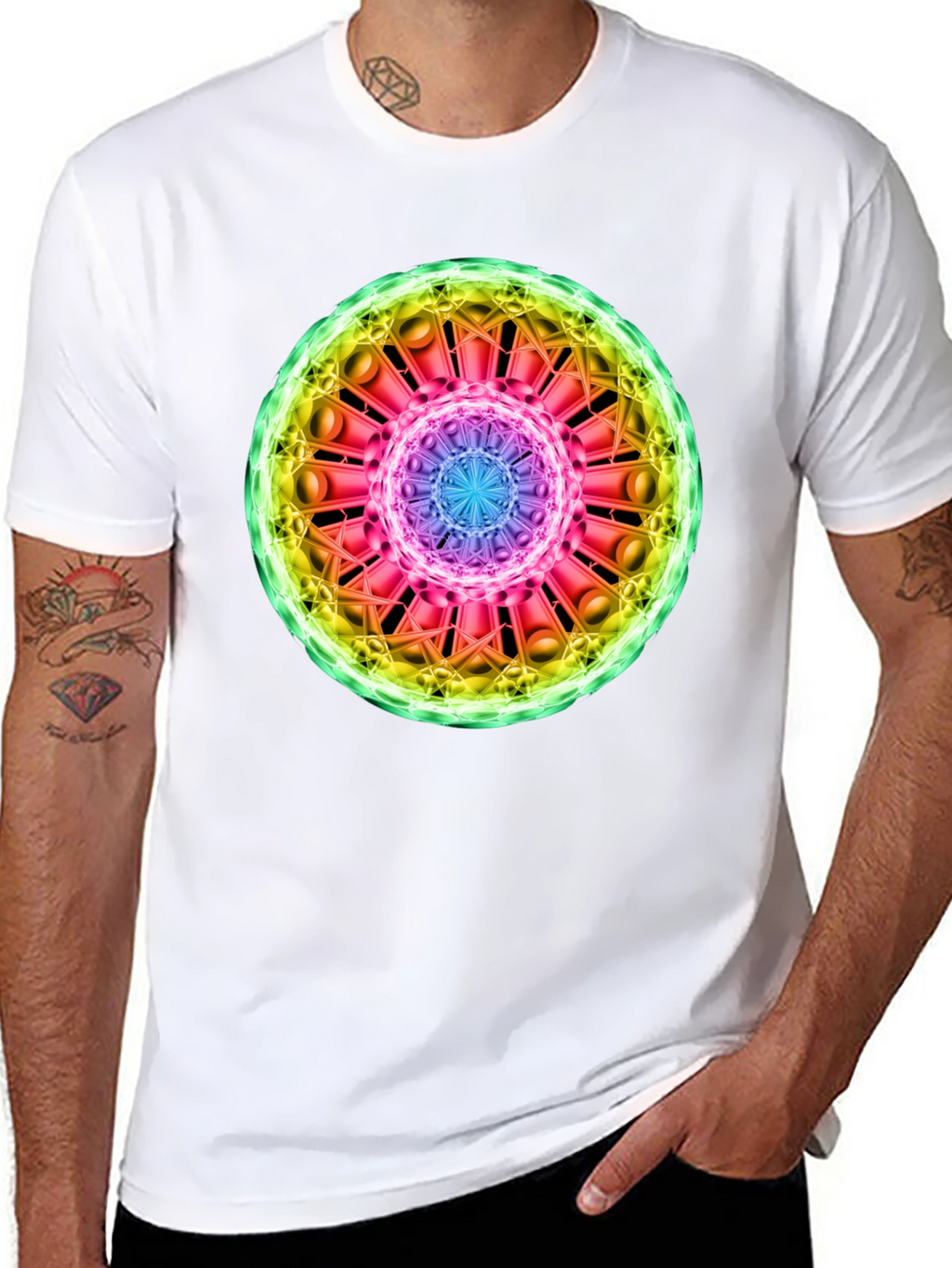 Cosmic Mandala Graphic Tee - Black