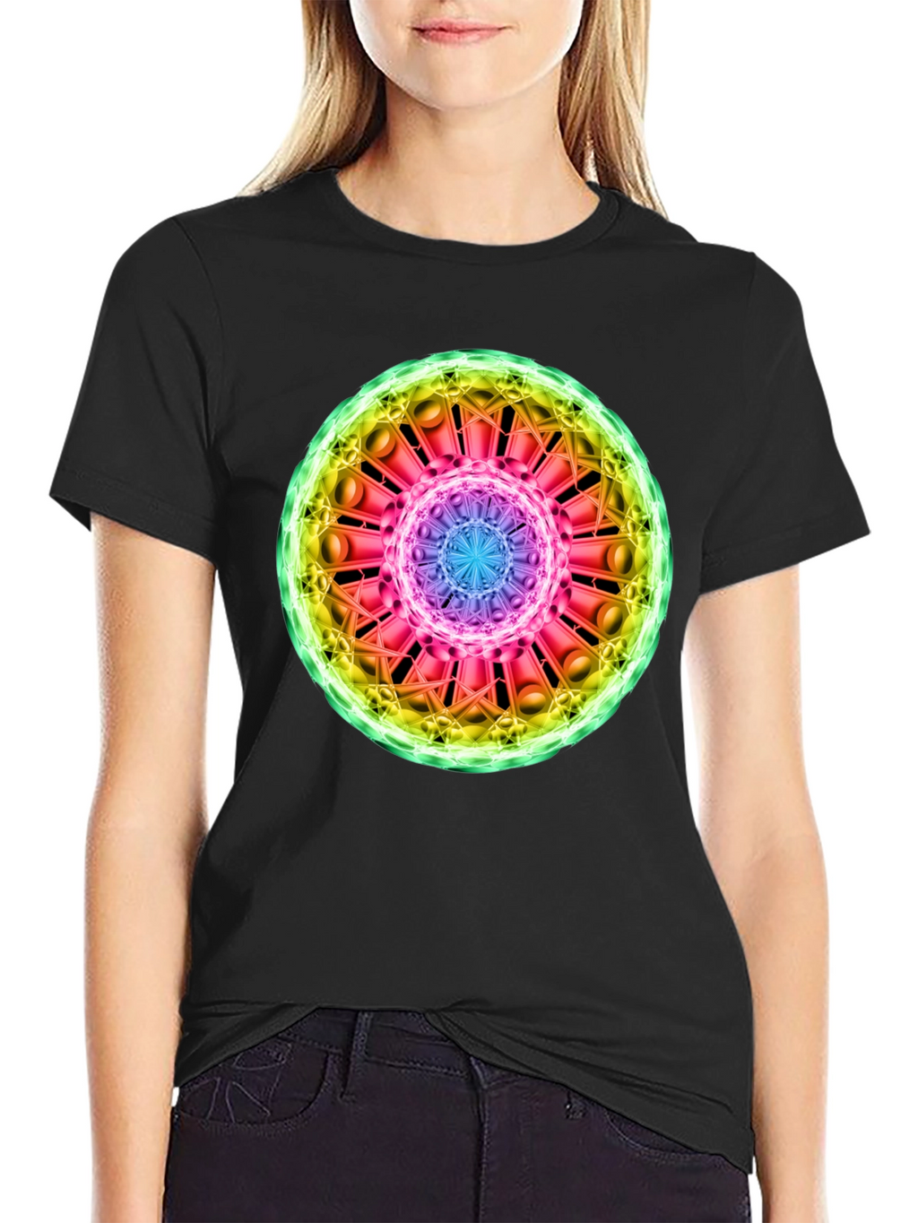 Cosmic Mandala Graphic Tee - Black