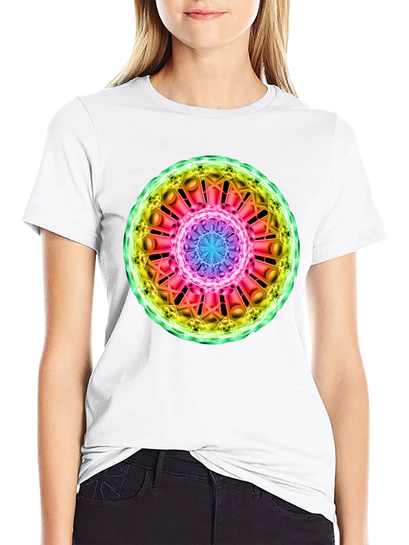 Cosmic Mandala Graphic Tee - Black