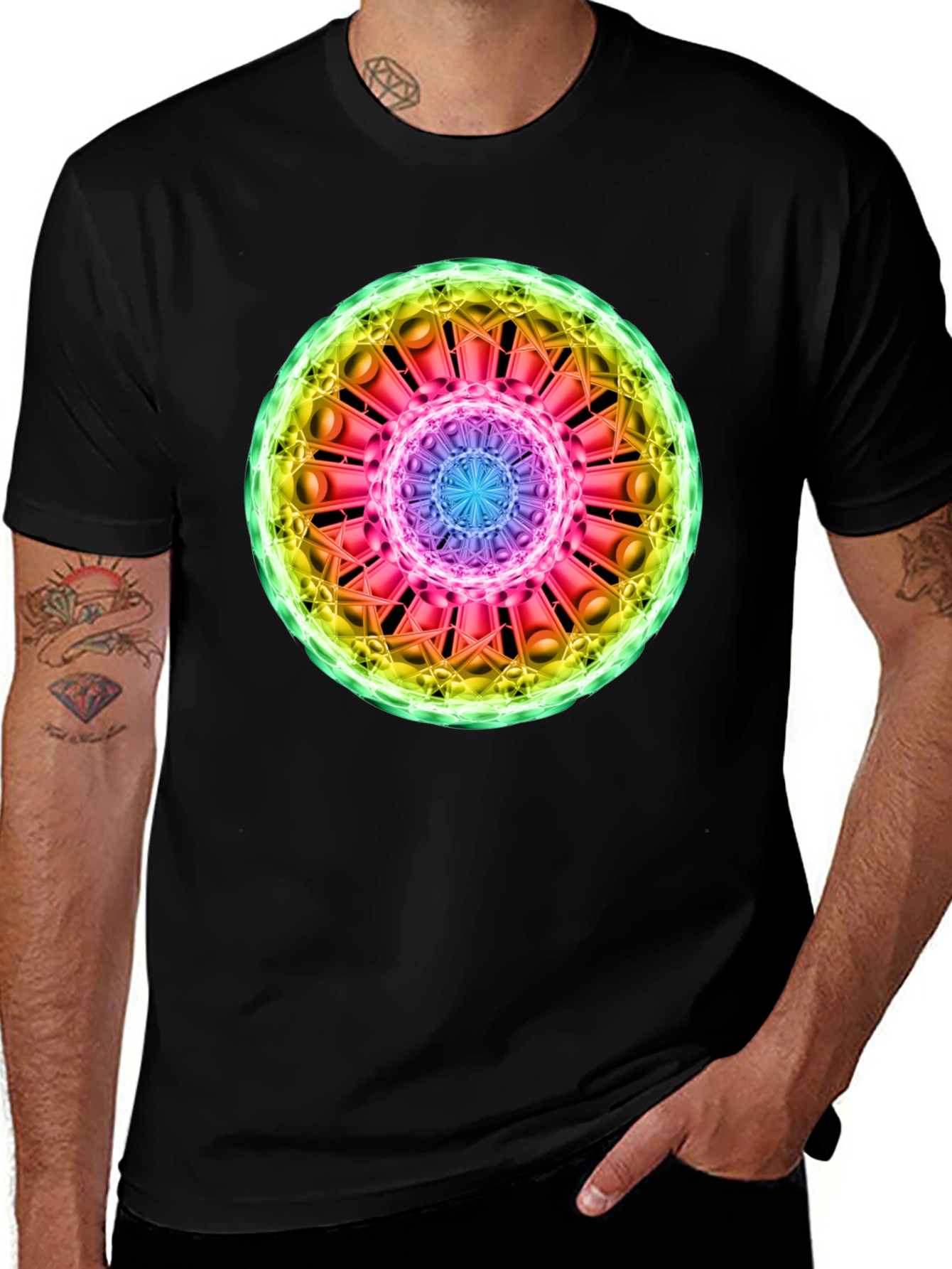 Cosmic Mandala Graphic Tee - Black