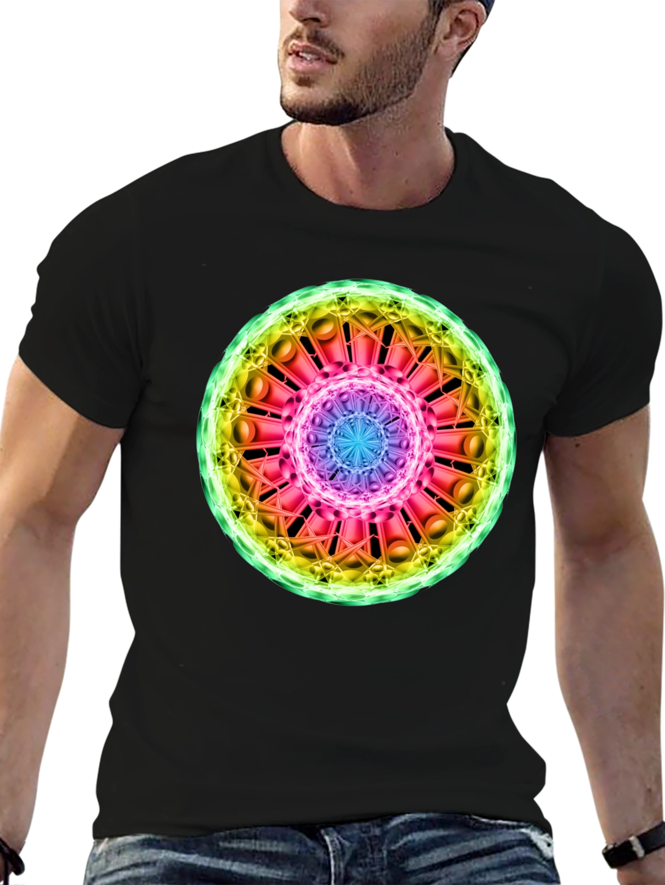 Cosmic Mandala Graphic Tee - Black