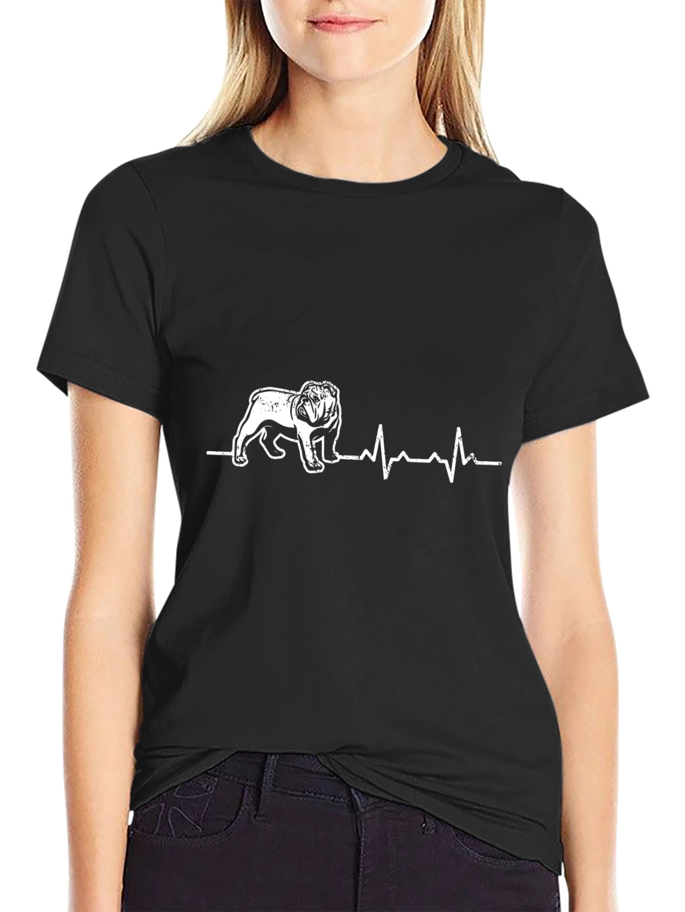 Bulldog Heartbeat T-Shirt - Black