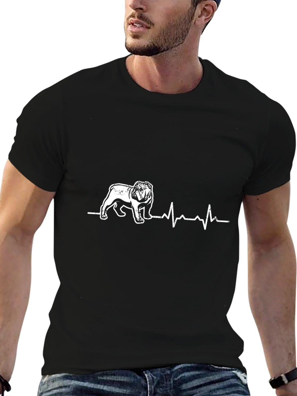 Bulldog Heartbeat T-Shirt - Black