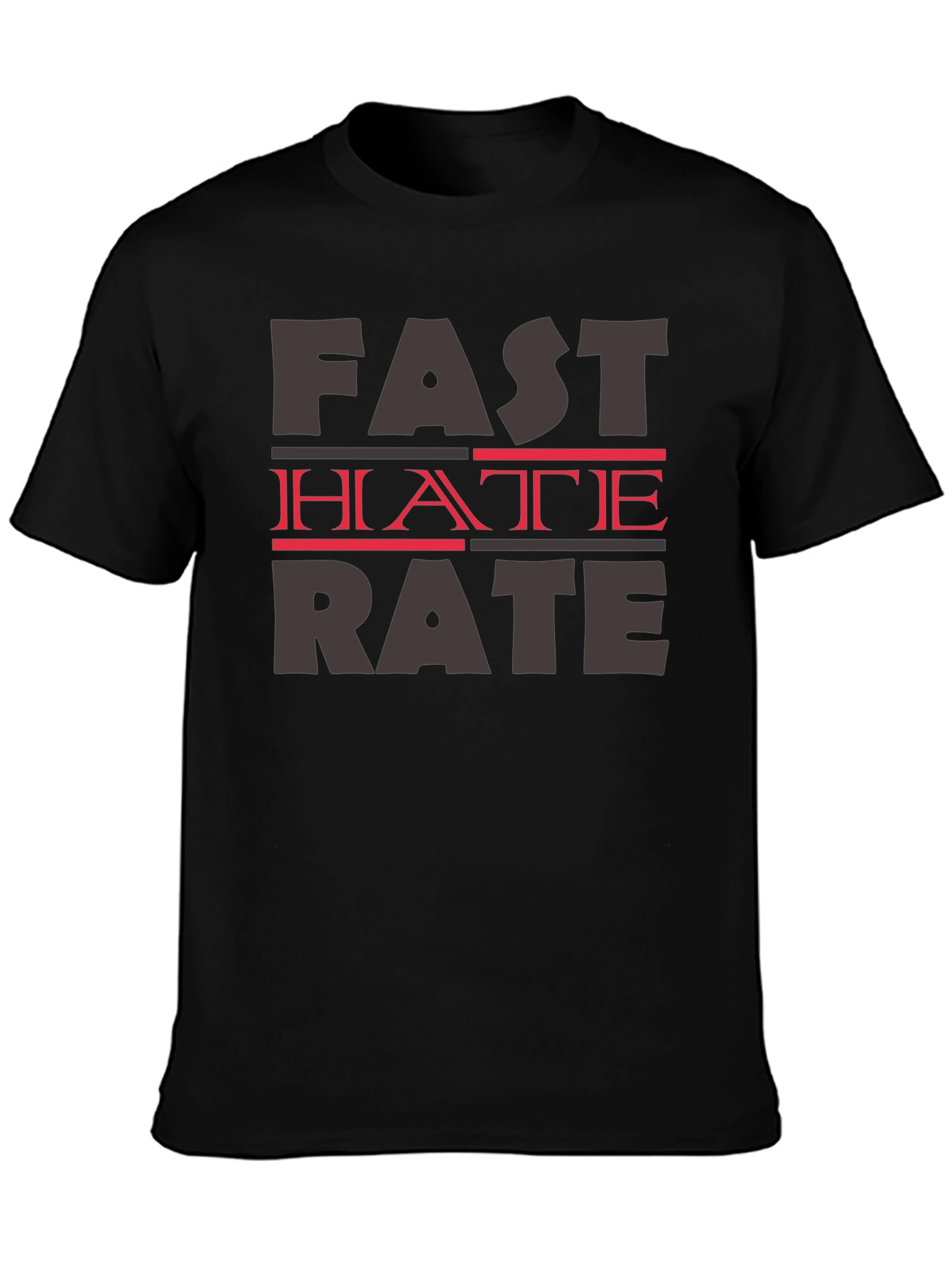 Fast Hate Rate Black Graphic T-Shirt