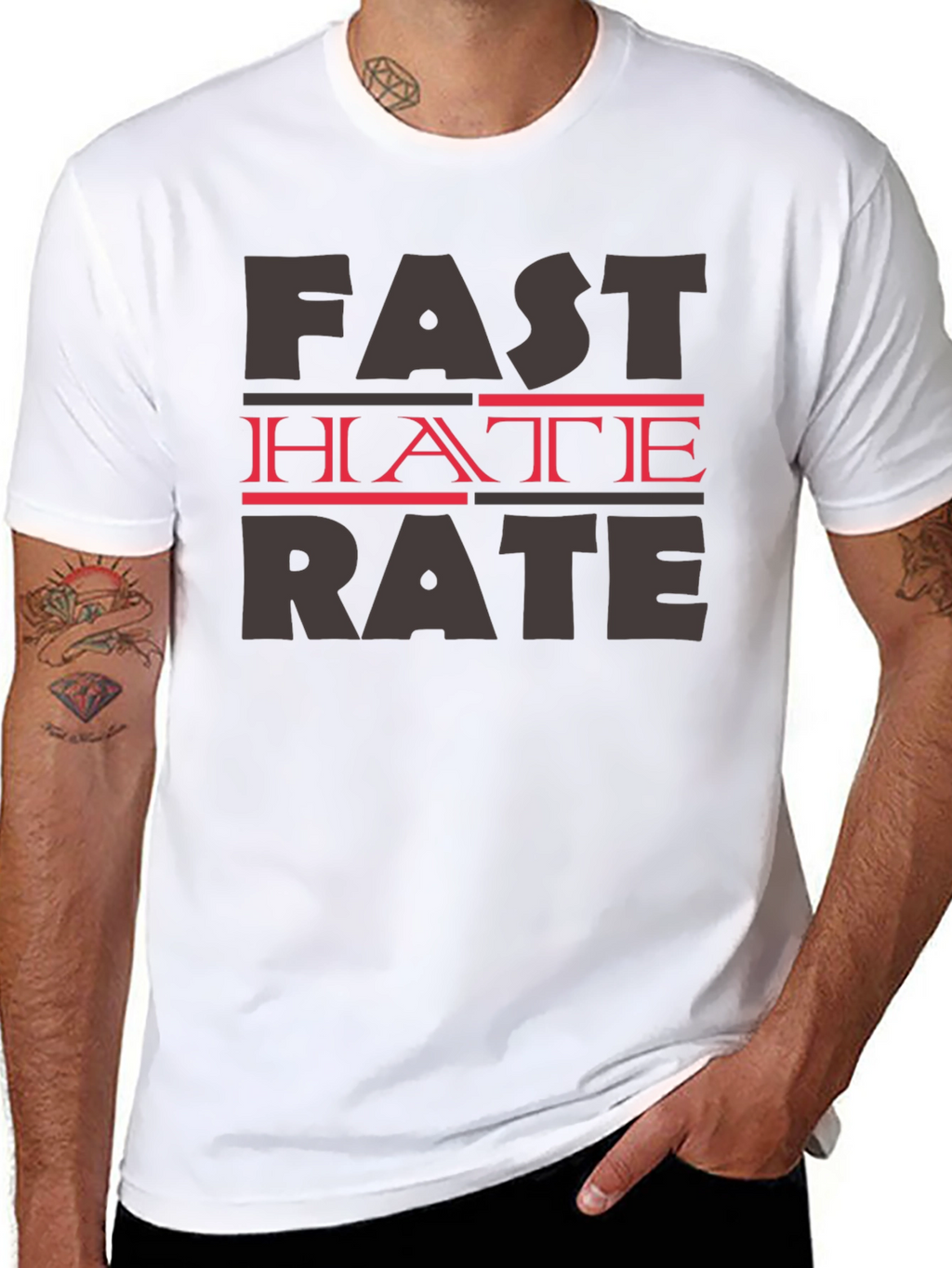 Fast Hate Rate Black Graphic T-Shirt