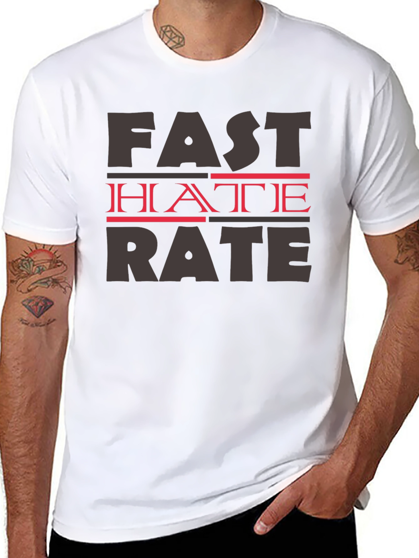 Fast Hate Rate Black Graphic T-Shirt