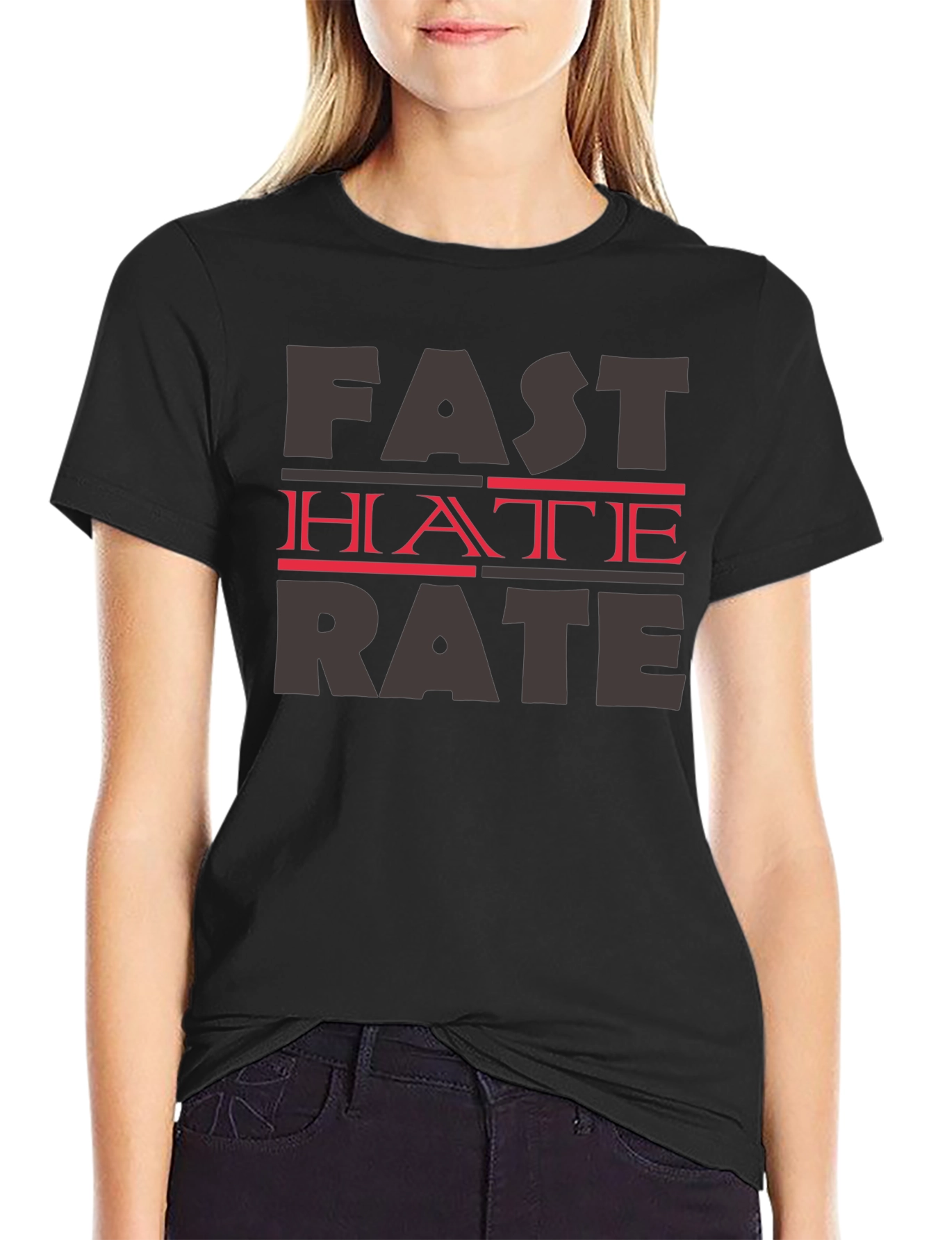 Fast Hate Rate Black Graphic T-Shirt