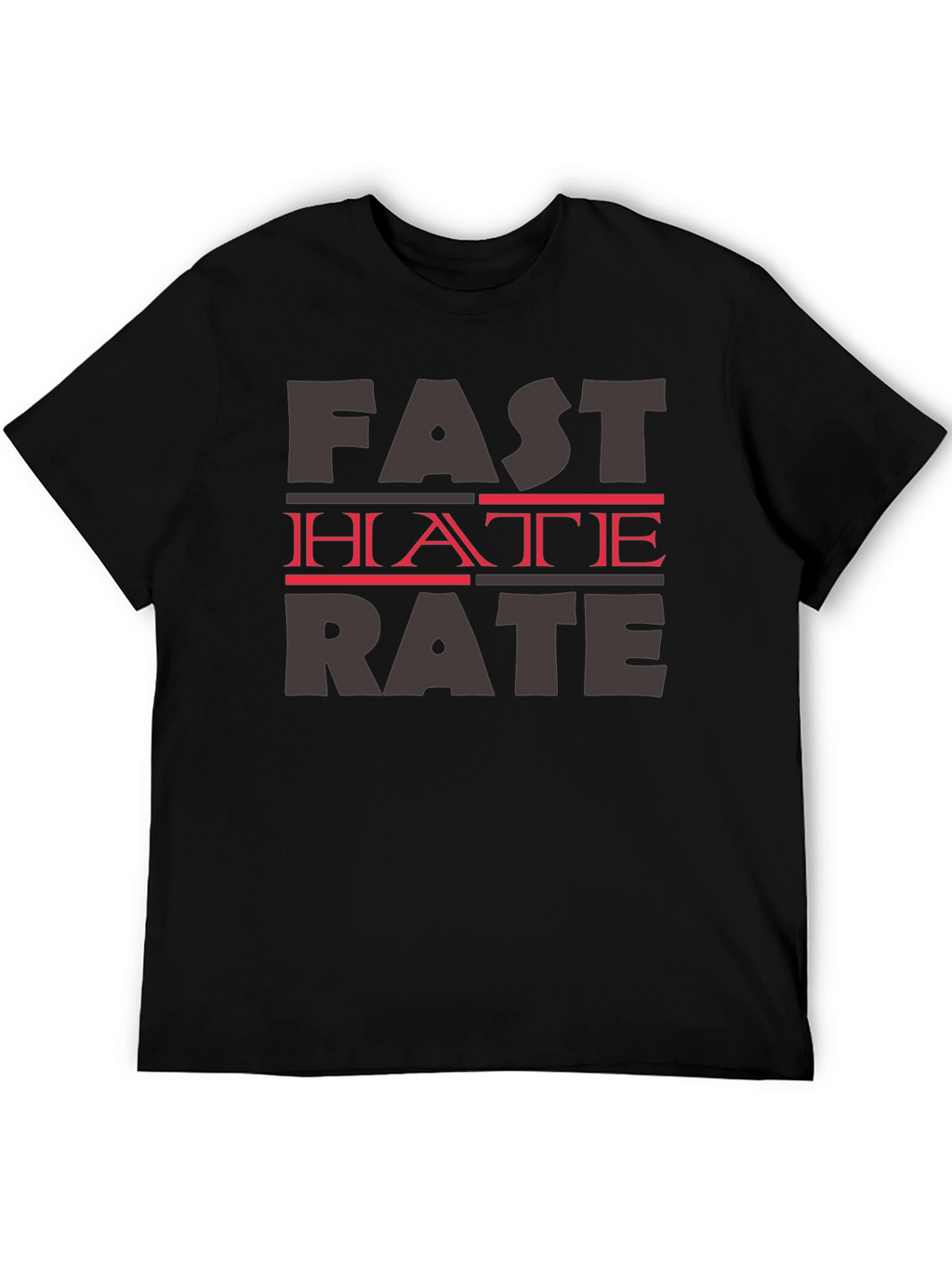 Fast Hate Rate Black Graphic T-Shirt