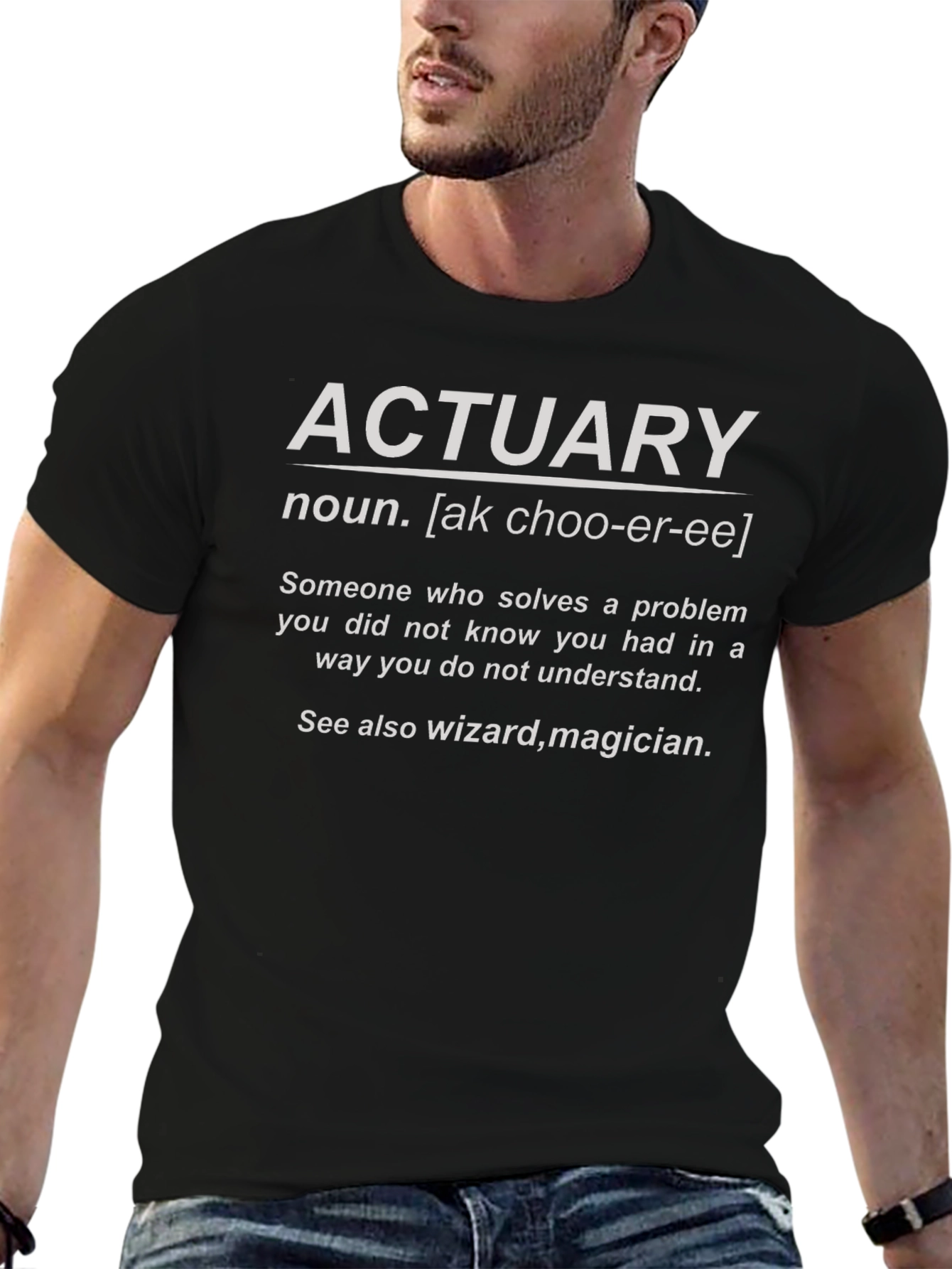 Actuary Definition T-Shirt - Solve Problems in Mysterious Ways!