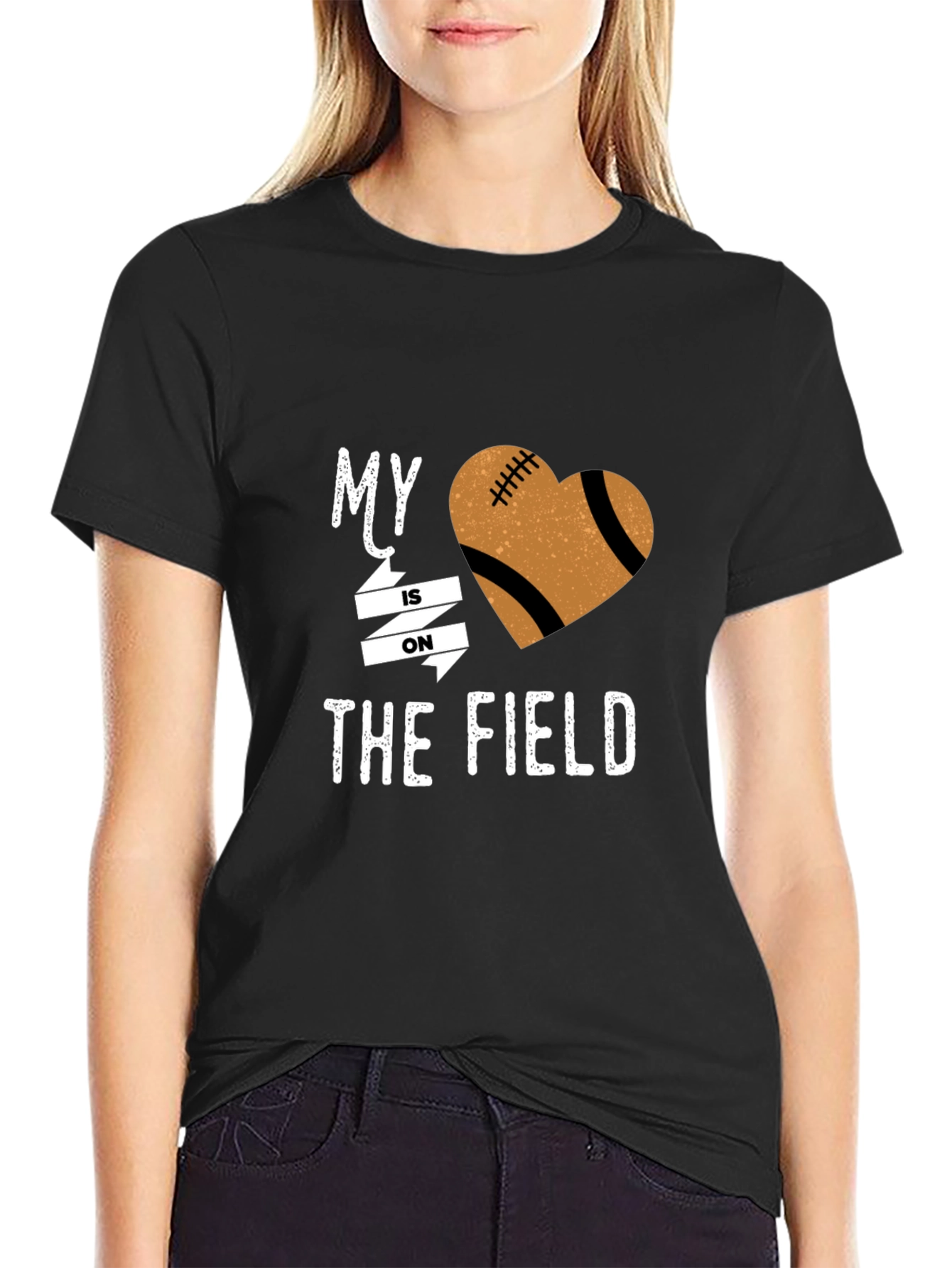 My Heart is on the Field Football Graphic Tee