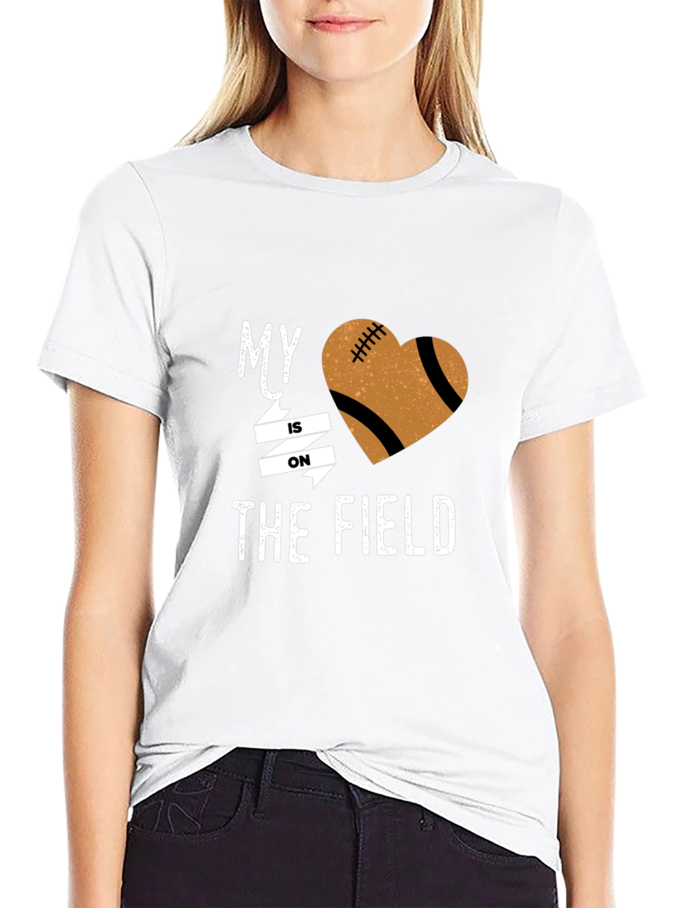 My Heart is on the Field Football Graphic Tee