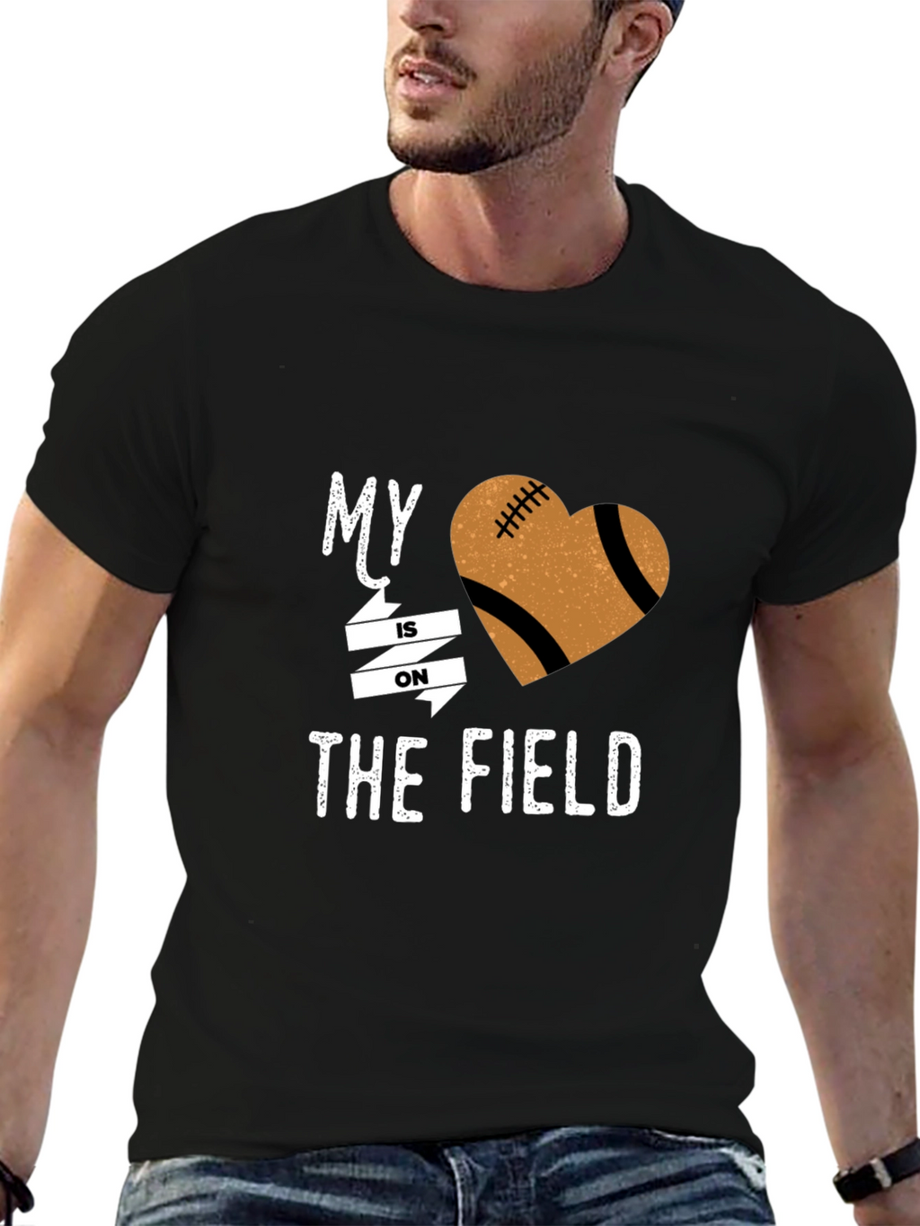 My Heart is on the Field Football Graphic Tee
