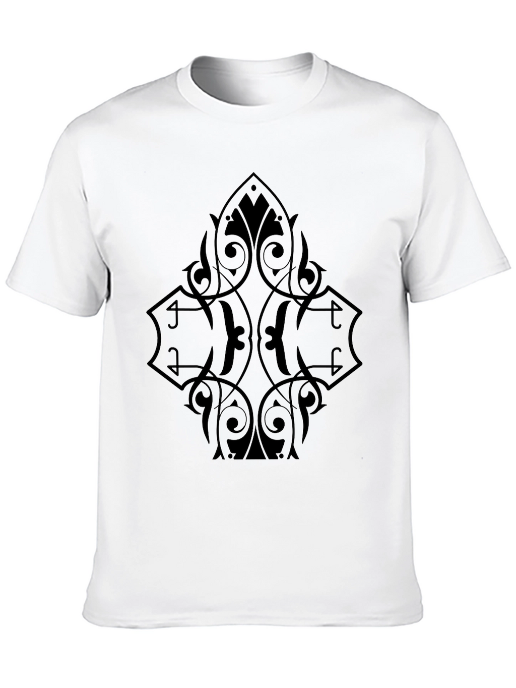 Mens Black Graphic Tee - Ornate Diamond Design