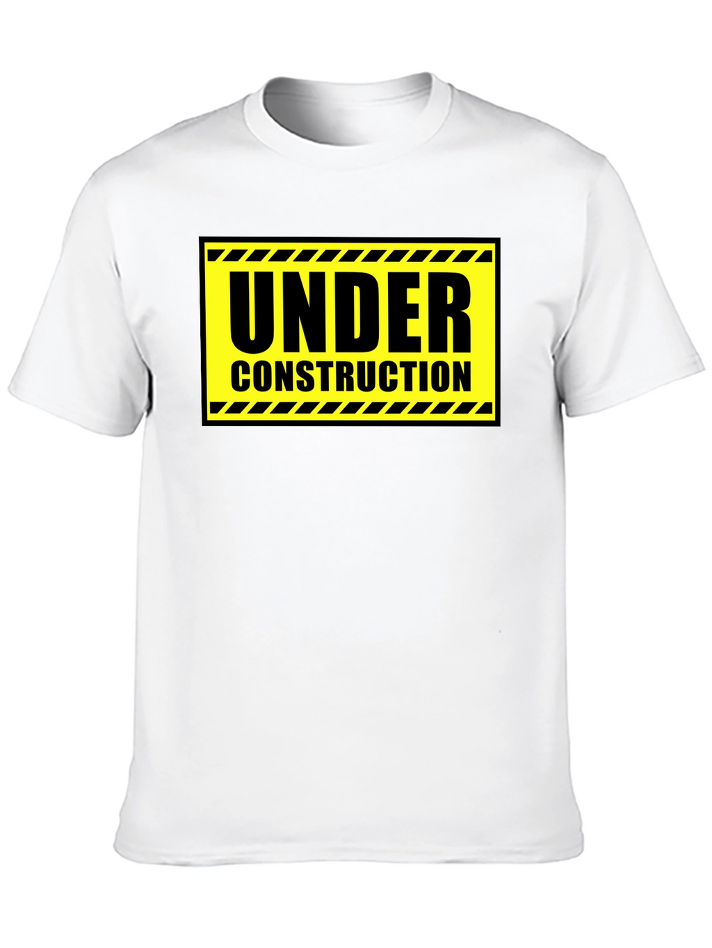 Under Construction Graphic Tee - Black Cotton Crew Neck